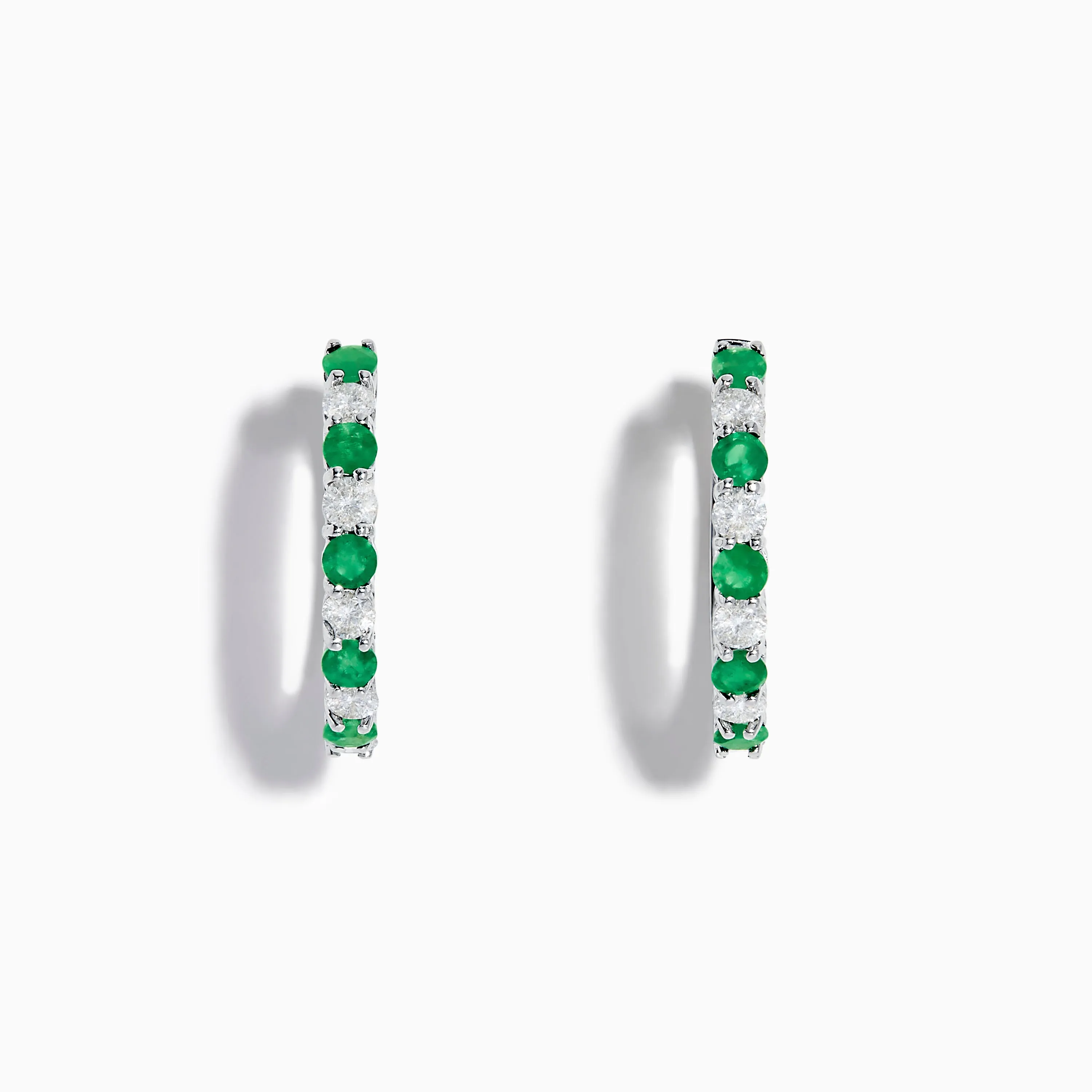 14K White Gold Emerald & Diamond Hoop Earrings, 1.35 TCW sold by Effy