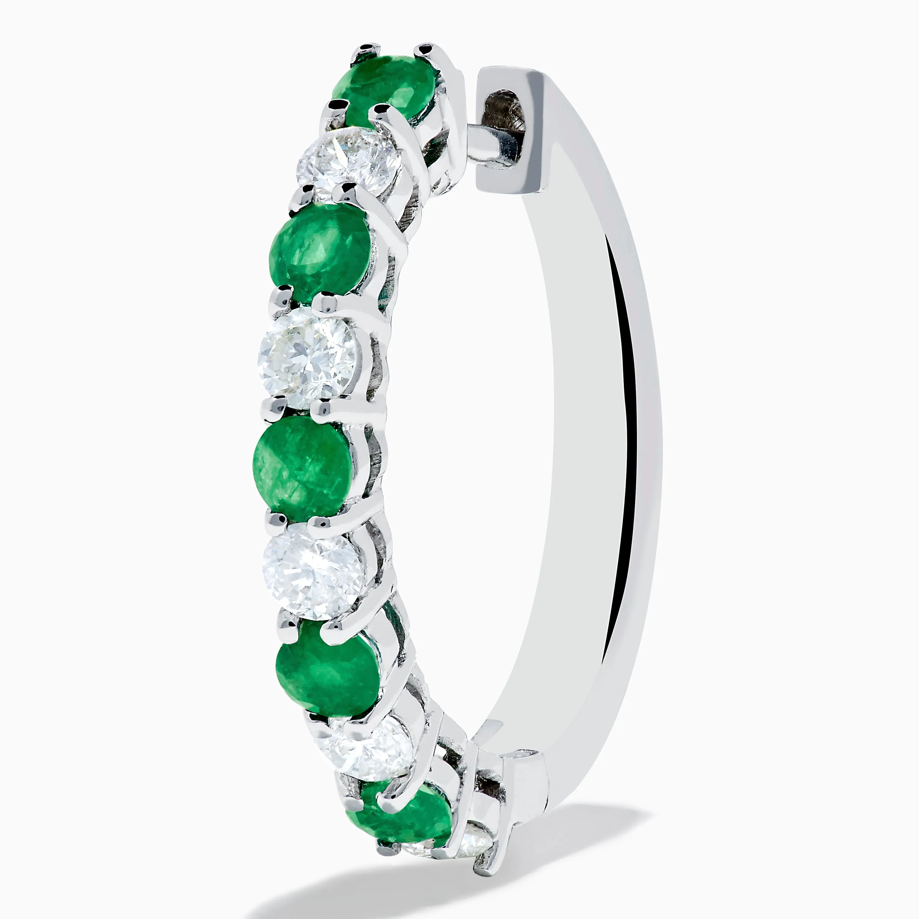 14K White Gold Emerald & Diamond Hoop Earrings, 1.35 TCW sold by Effy product image thumbnail 2