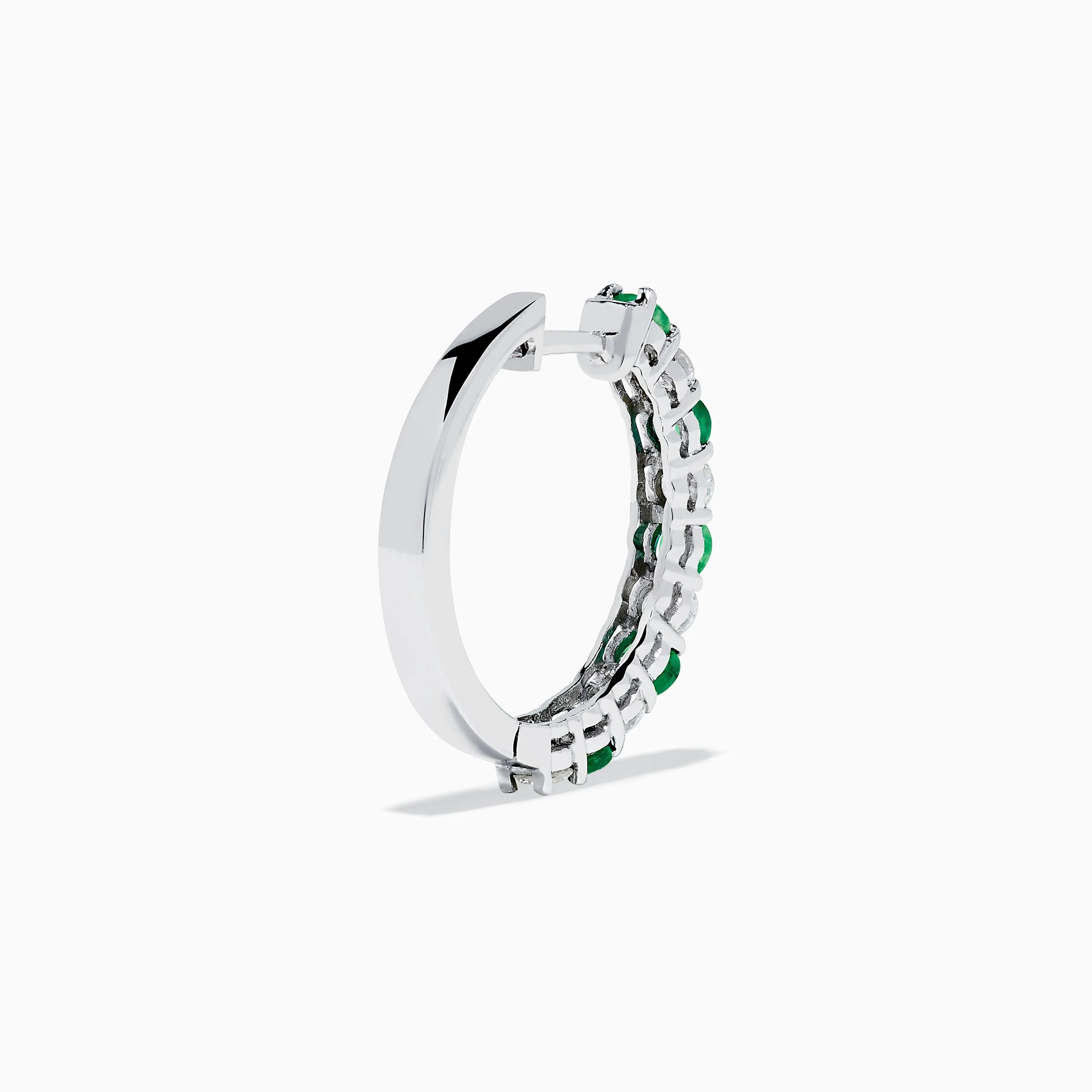 14K White Gold Emerald & Diamond Hoop Earrings, 1.35 TCW sold by Effy product image thumbnail 4