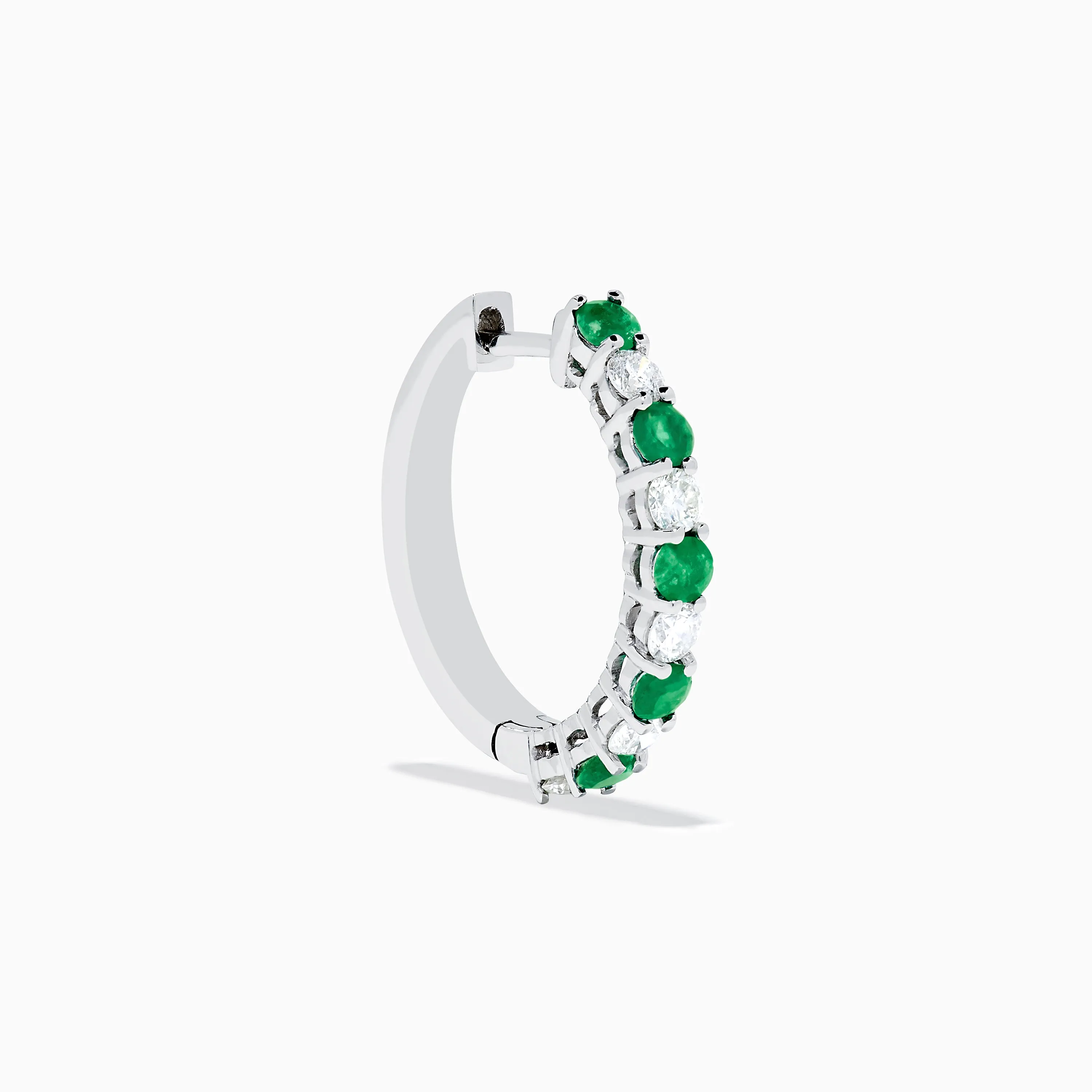 14K White Gold Emerald & Diamond Hoop Earrings, 1.35 TCW sold by Effy product image thumbnail 3