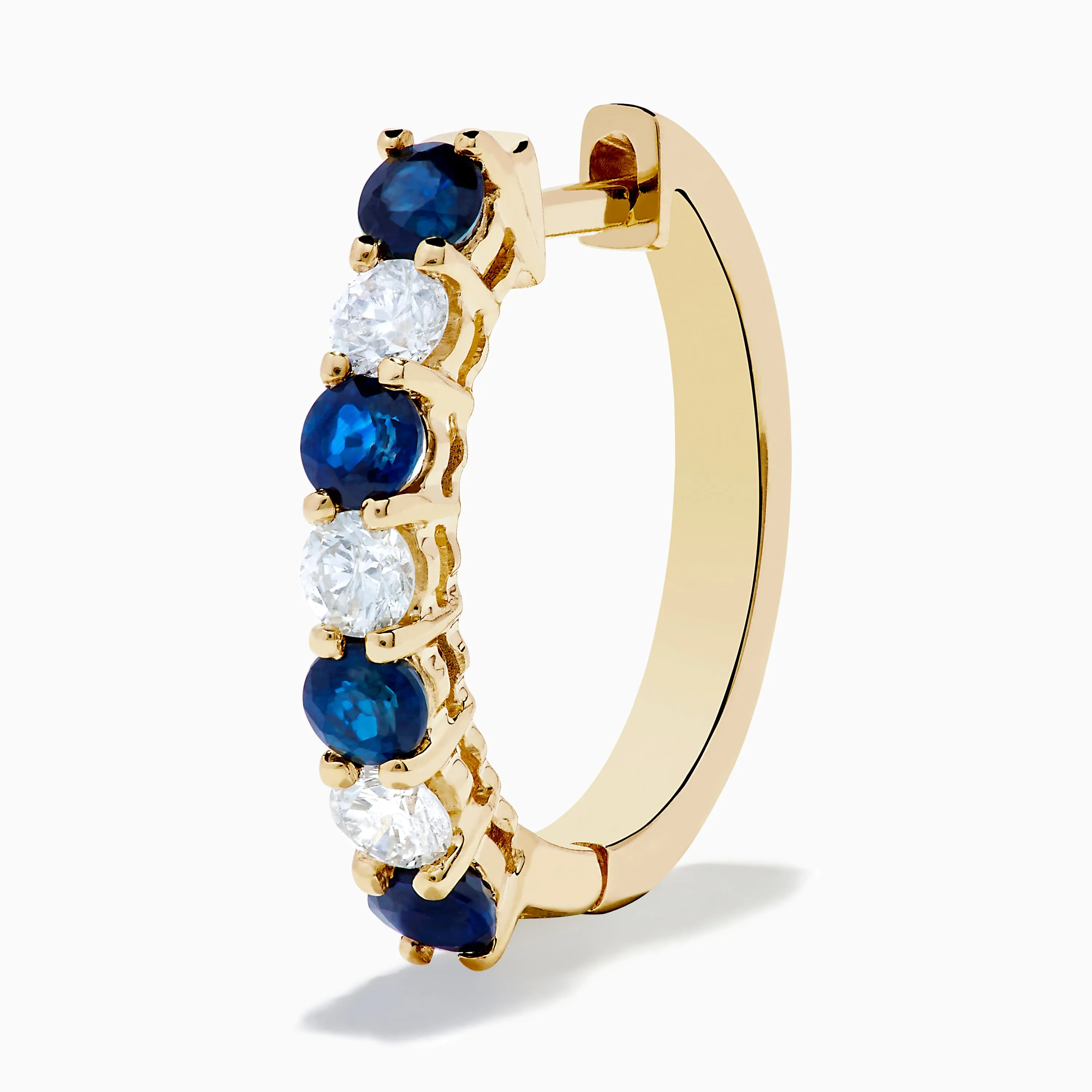 14K Yellow Gold Blue Sapphire & Diamond Hoop Earrings, 1.10 TCW sold by Effy product image thumbnail 2