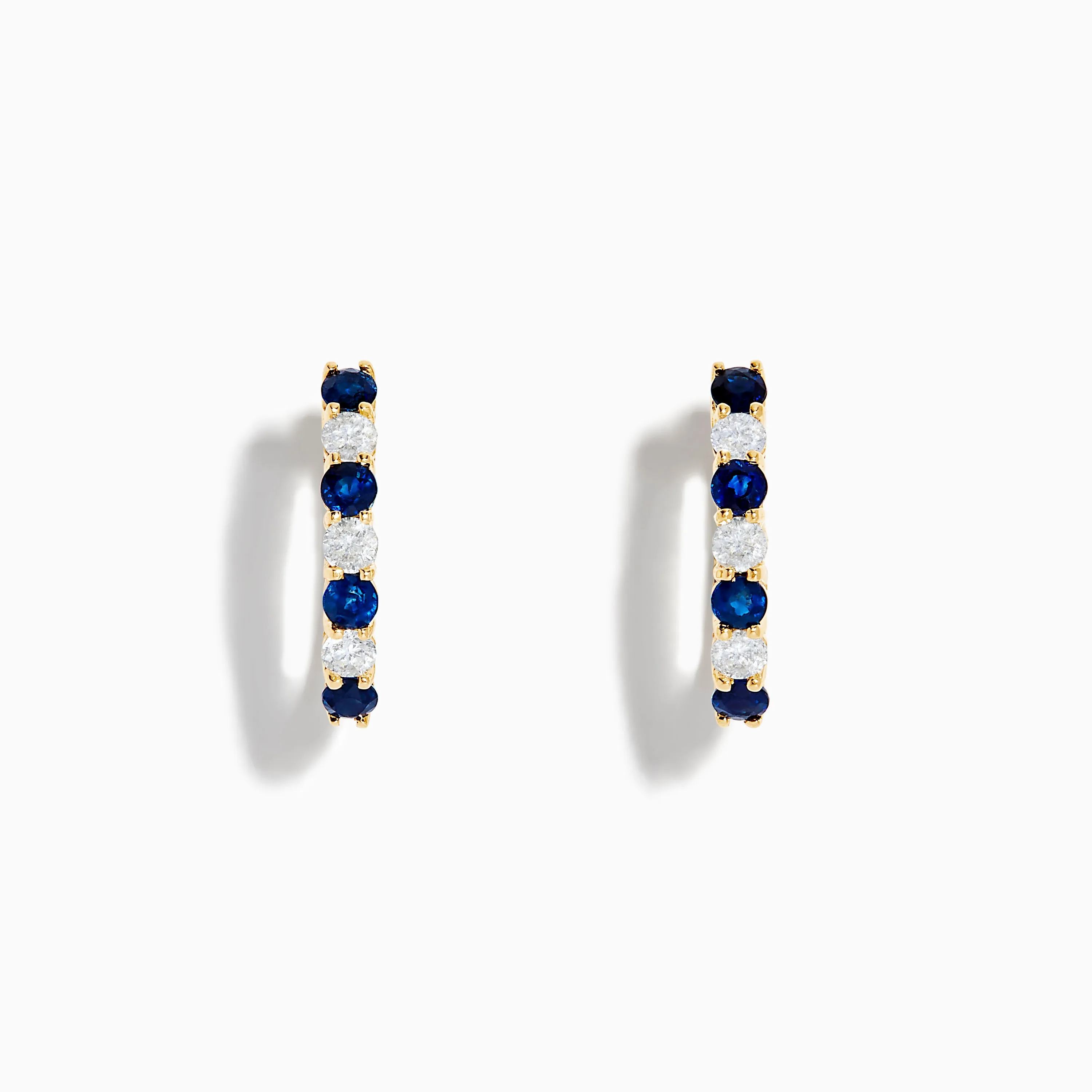14K Yellow Gold Blue Sapphire & Diamond Hoop Earrings, 1.10 TCW sold by Effy
