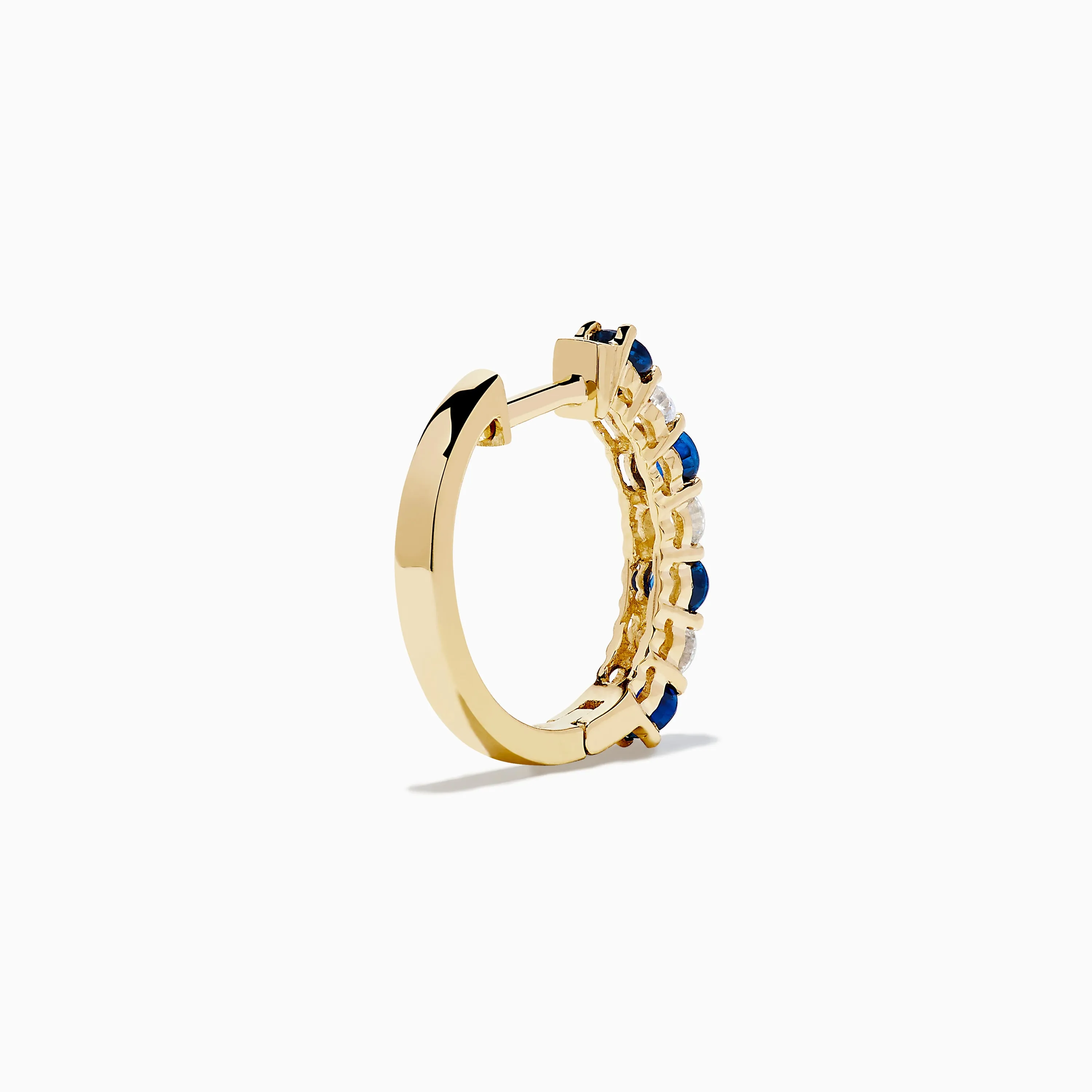 14K Yellow Gold Blue Sapphire & Diamond Hoop Earrings, 1.10 TCW sold by Effy product image thumbnail 4