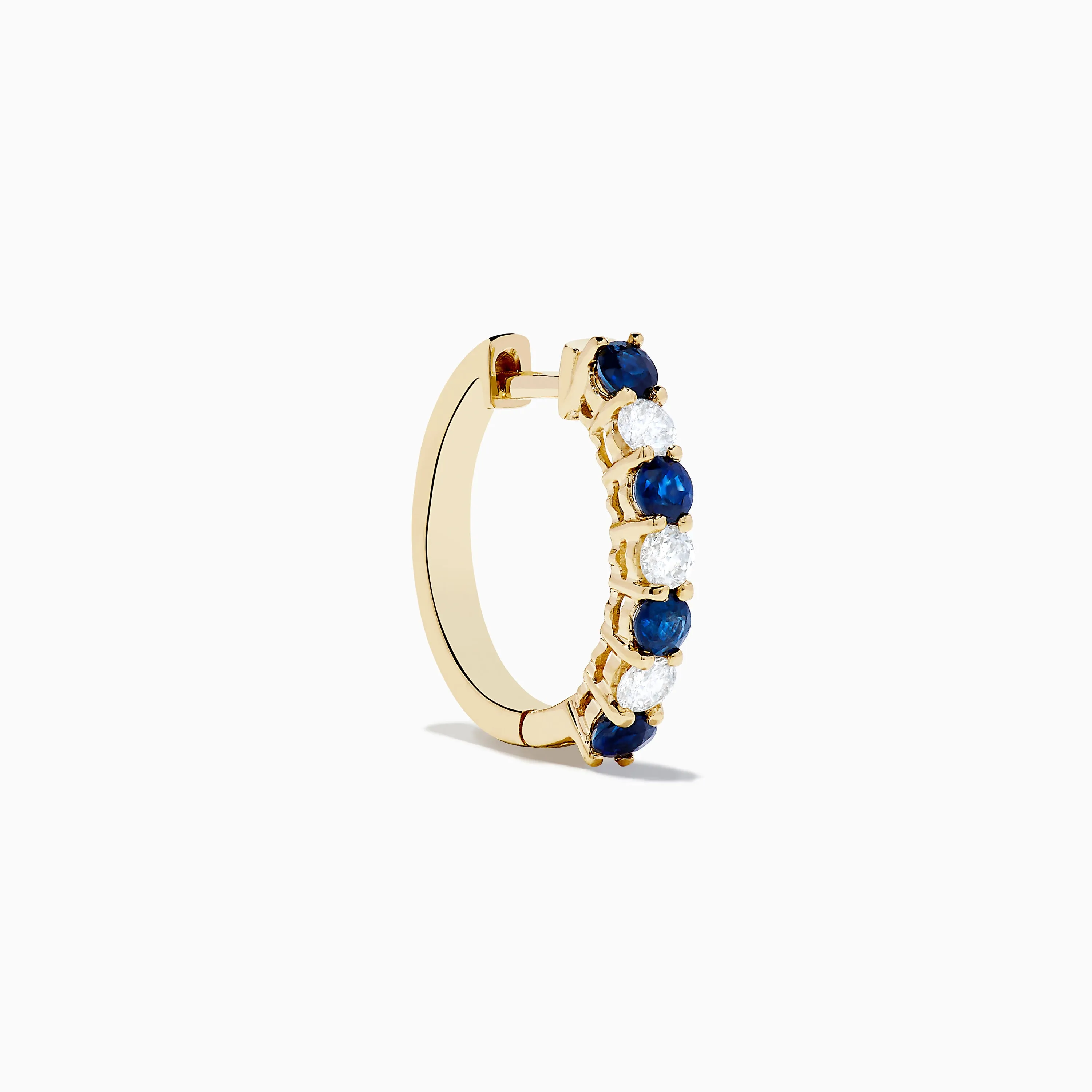 14K Yellow Gold Blue Sapphire & Diamond Hoop Earrings, 1.10 TCW sold by Effy product image thumbnail 3