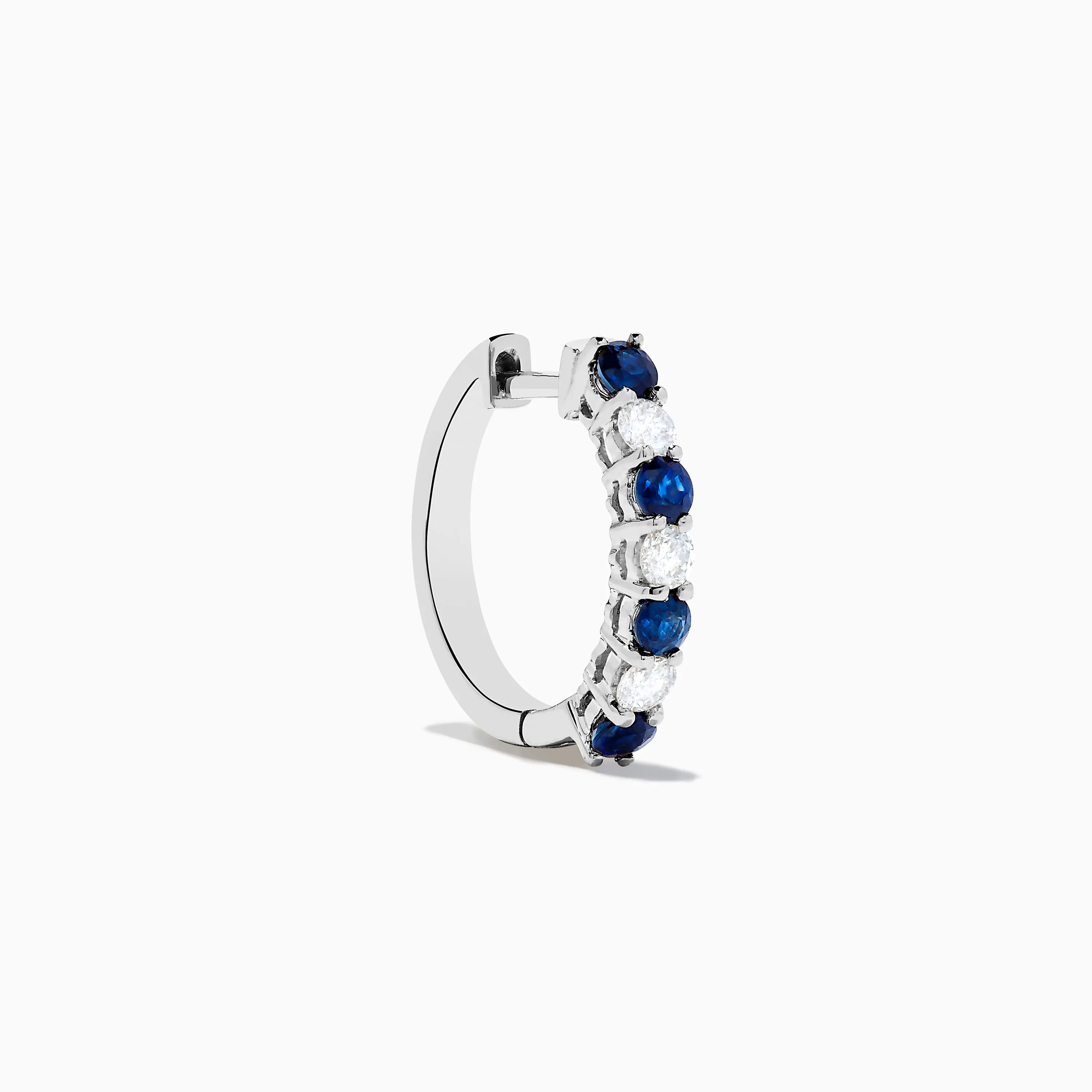 14K White Gold Blue Sapphire & Diamond Hoop Earrings, 1.10 TCW sold by Effy product image thumbnail 3