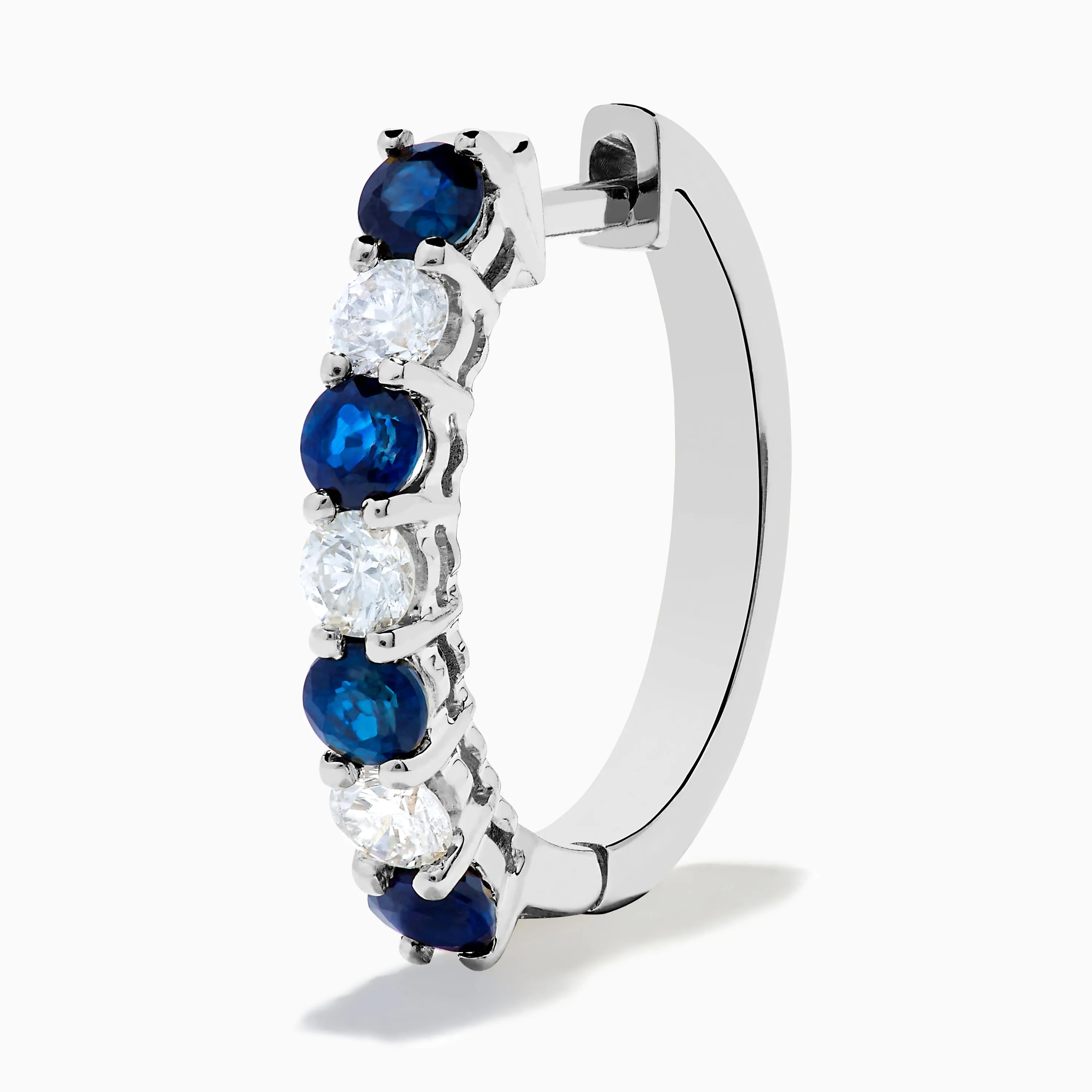 14K White Gold Blue Sapphire & Diamond Hoop Earrings, 1.10 TCW sold by Effy product image thumbnail 2