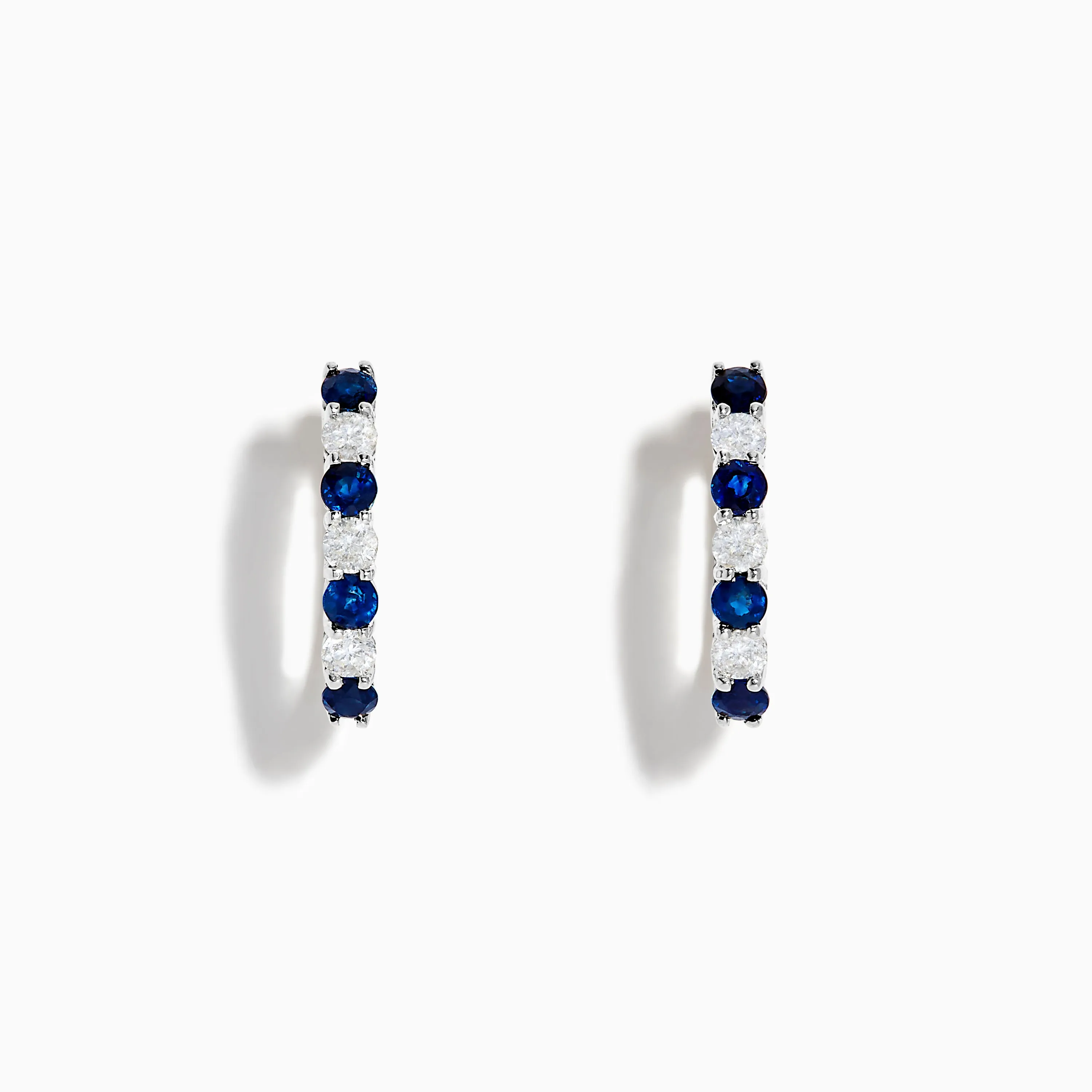 14K White Gold Blue Sapphire & Diamond Hoop Earrings, 1.10 TCW sold by Effy