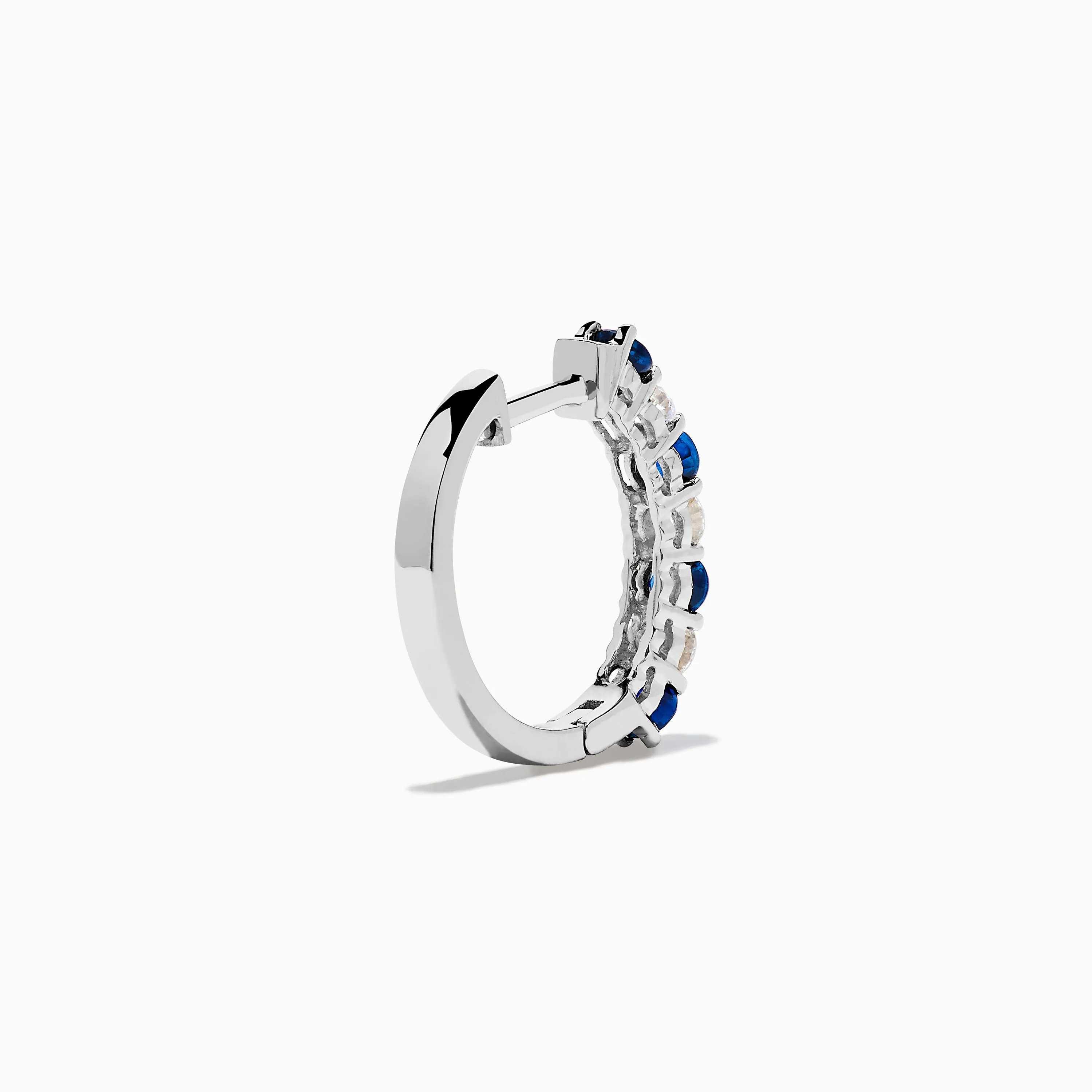 14K White Gold Blue Sapphire & Diamond Hoop Earrings, 1.10 TCW sold by Effy product image thumbnail 4