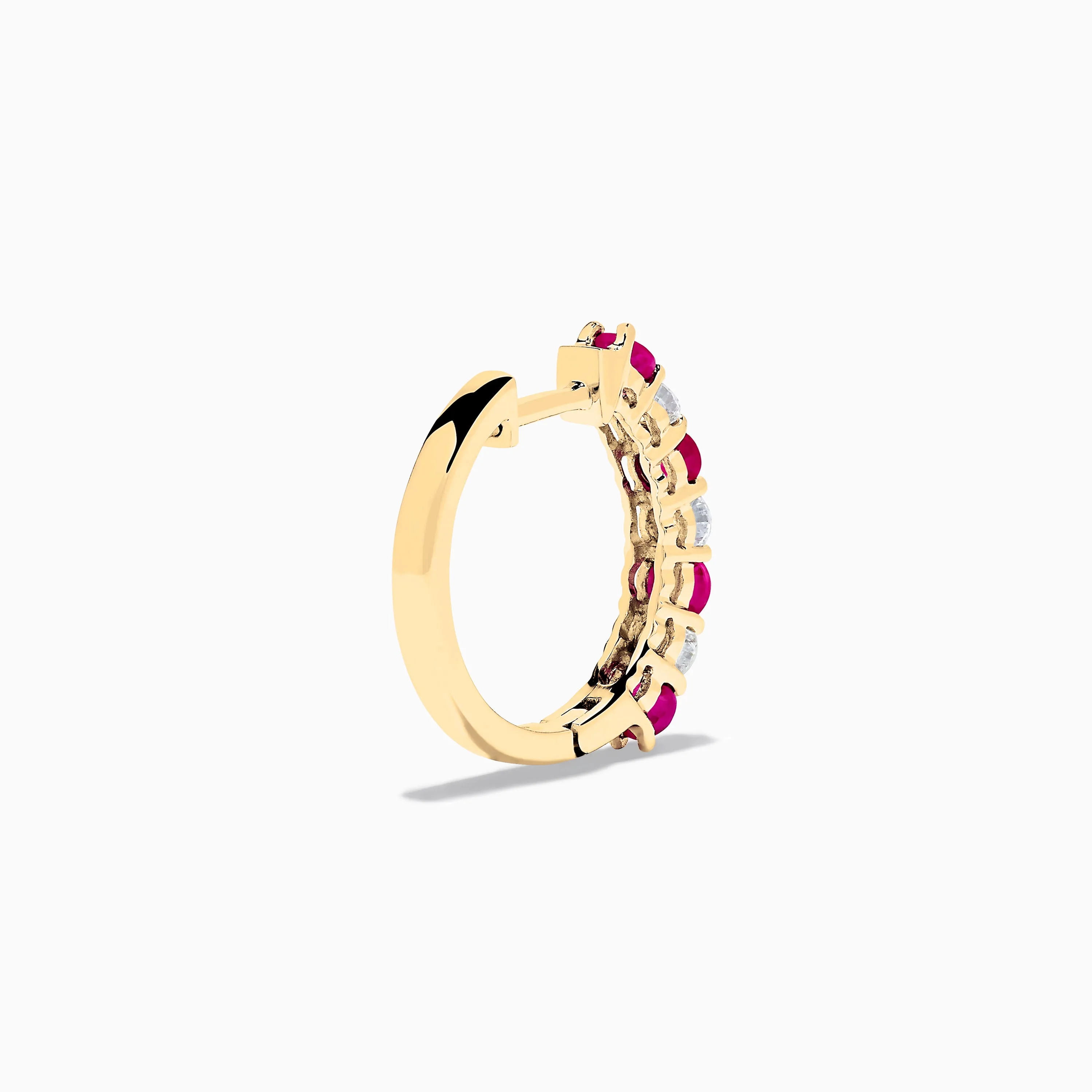 14K Yellow Gold Ruby & Diamond Hoop Earrings, 1.10 TCW sold by Effy product image thumbnail 4