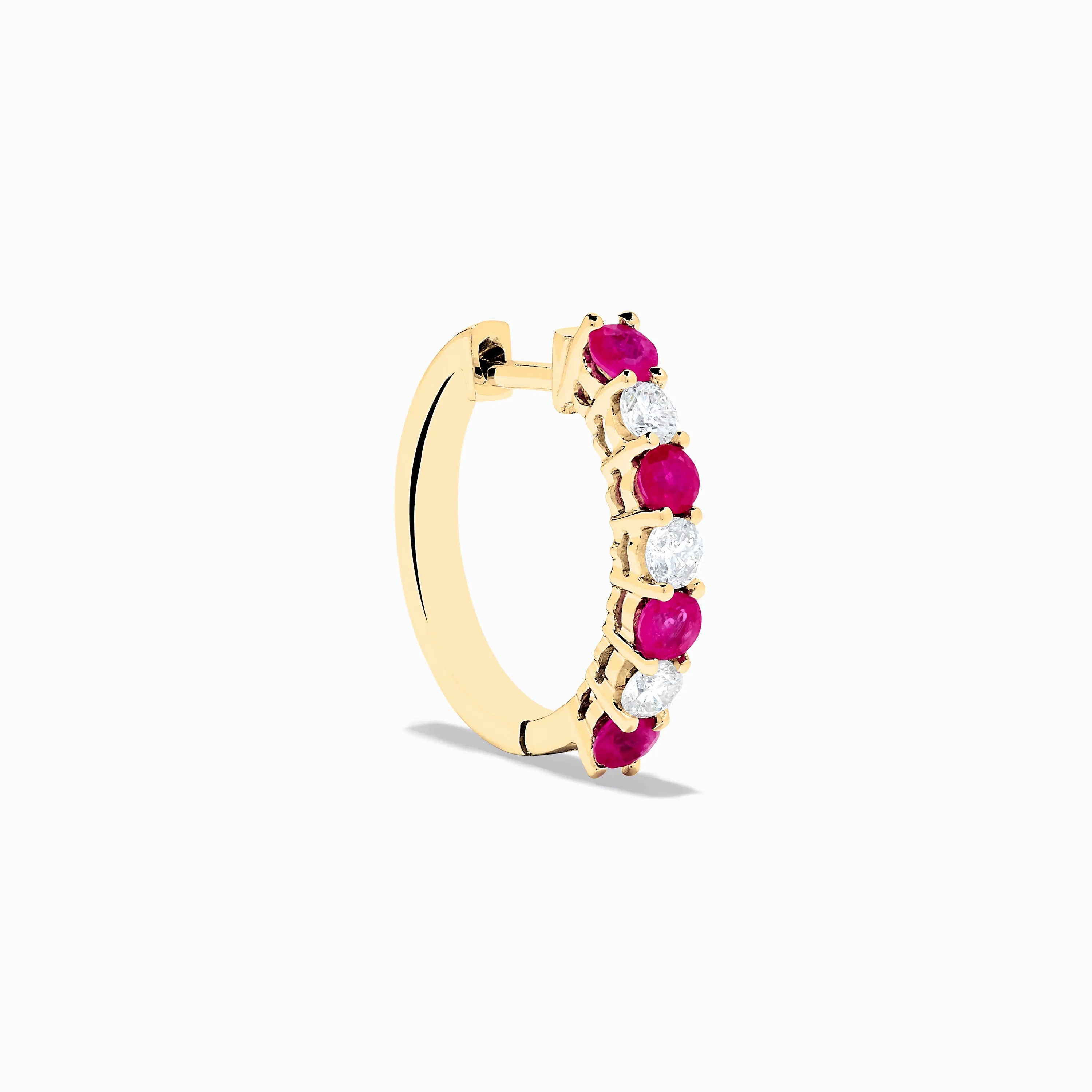 14K Yellow Gold Ruby & Diamond Hoop Earrings, 1.10 TCW sold by Effy product image thumbnail 3