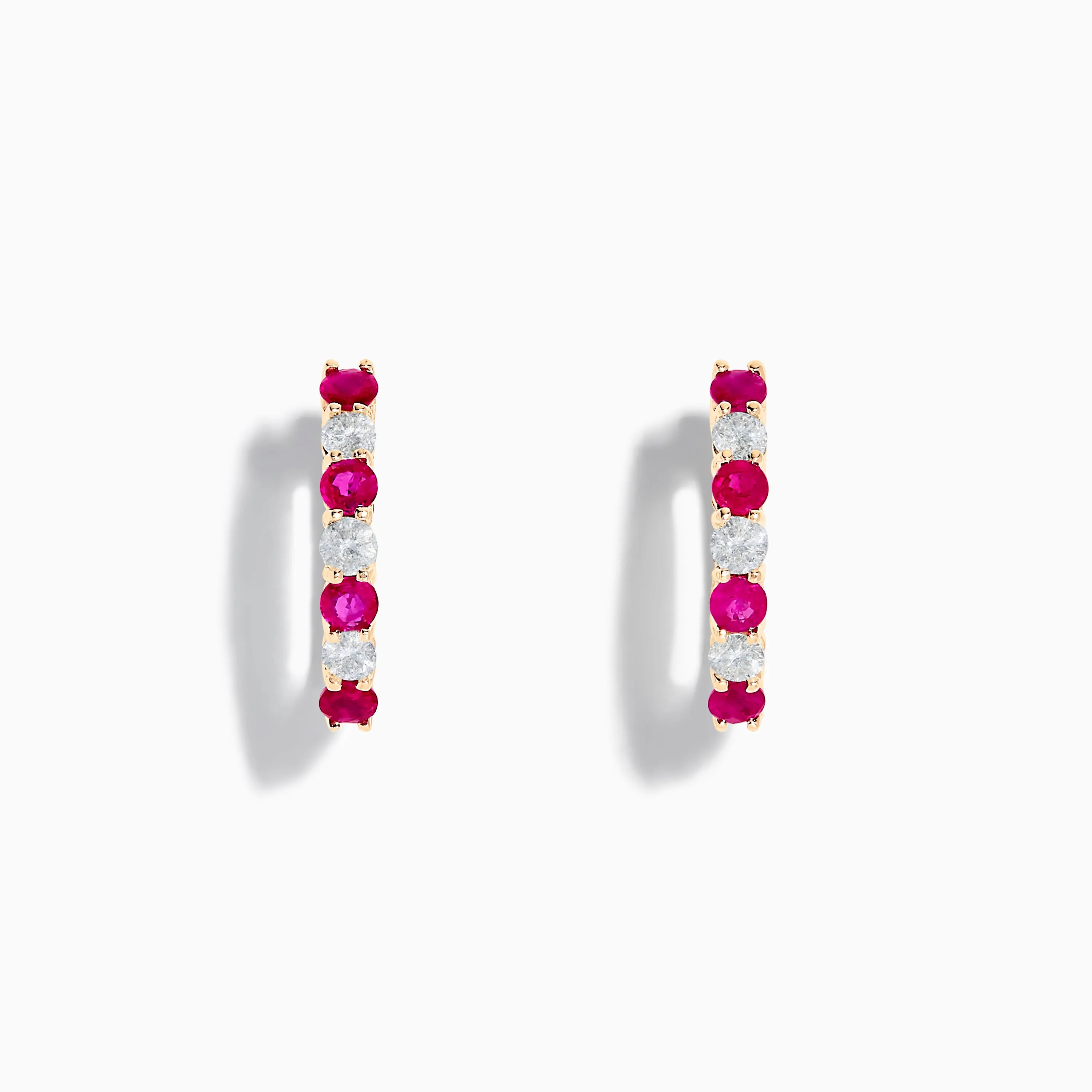 14K Yellow Gold Ruby & Diamond Hoop Earrings, 1.10 TCW sold by Effy