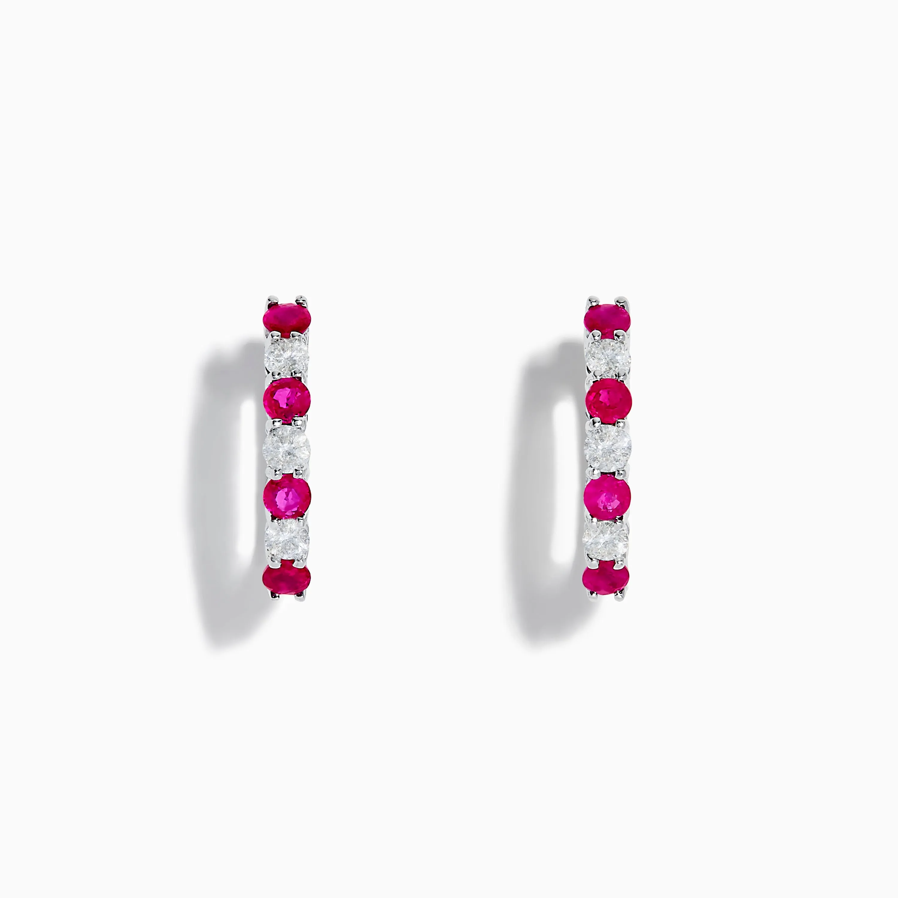 14K White Gold Ruby & Diamond Hoop Earrings, 1.10 TCW sold by Effy