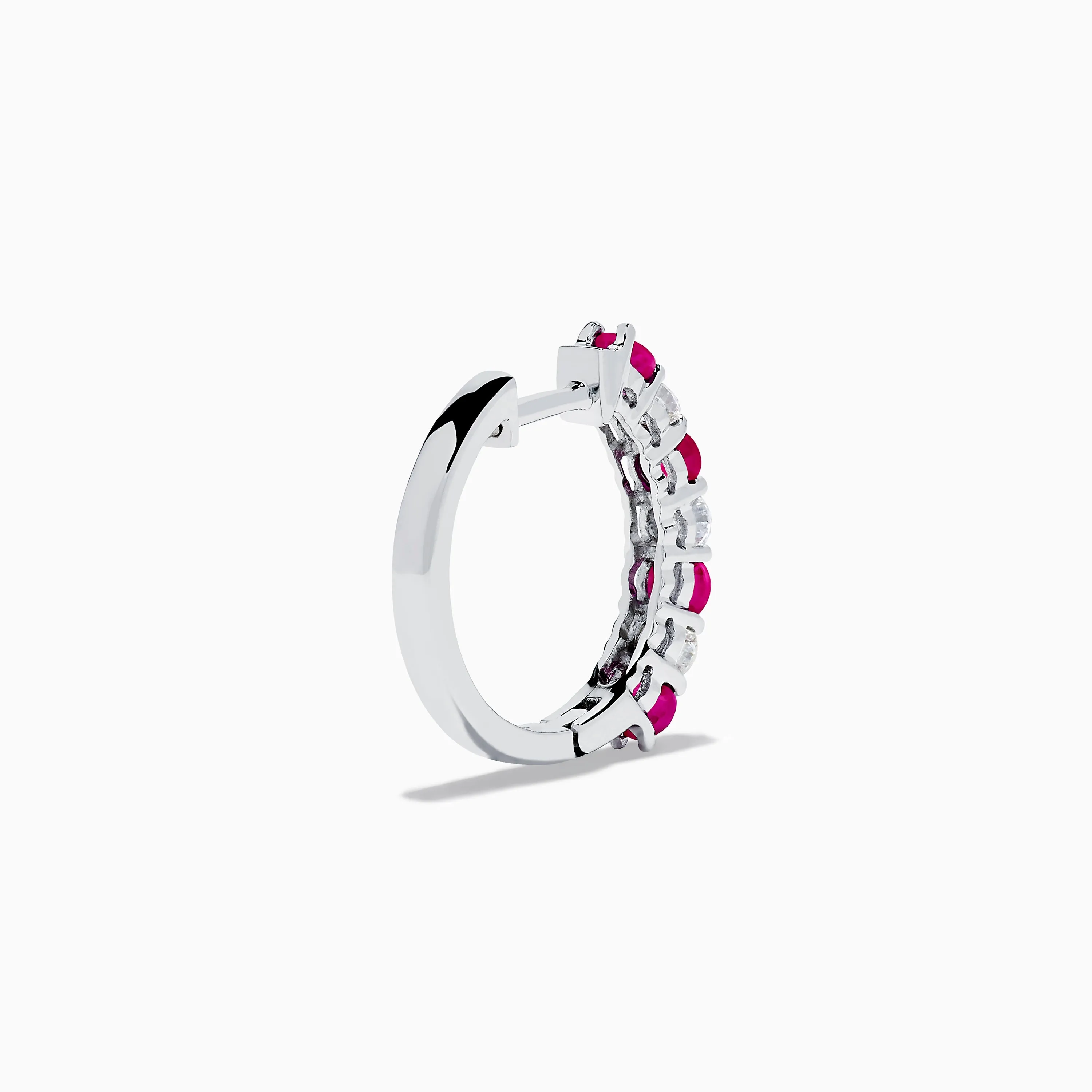 14K White Gold Ruby & Diamond Hoop Earrings, 1.10 TCW sold by Effy product image thumbnail 4