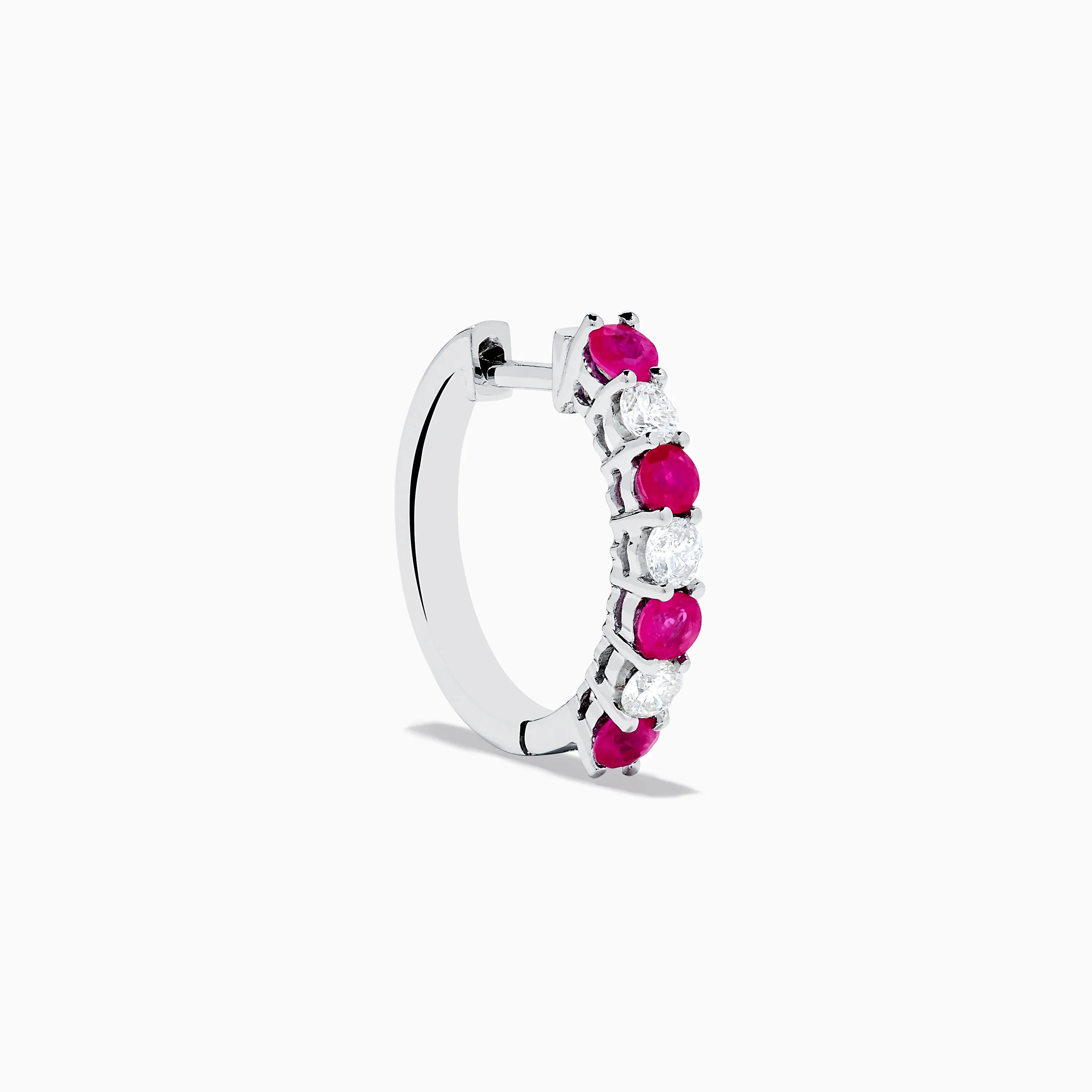 14K White Gold Ruby & Diamond Hoop Earrings, 1.10 TCW sold by Effy product image thumbnail 3