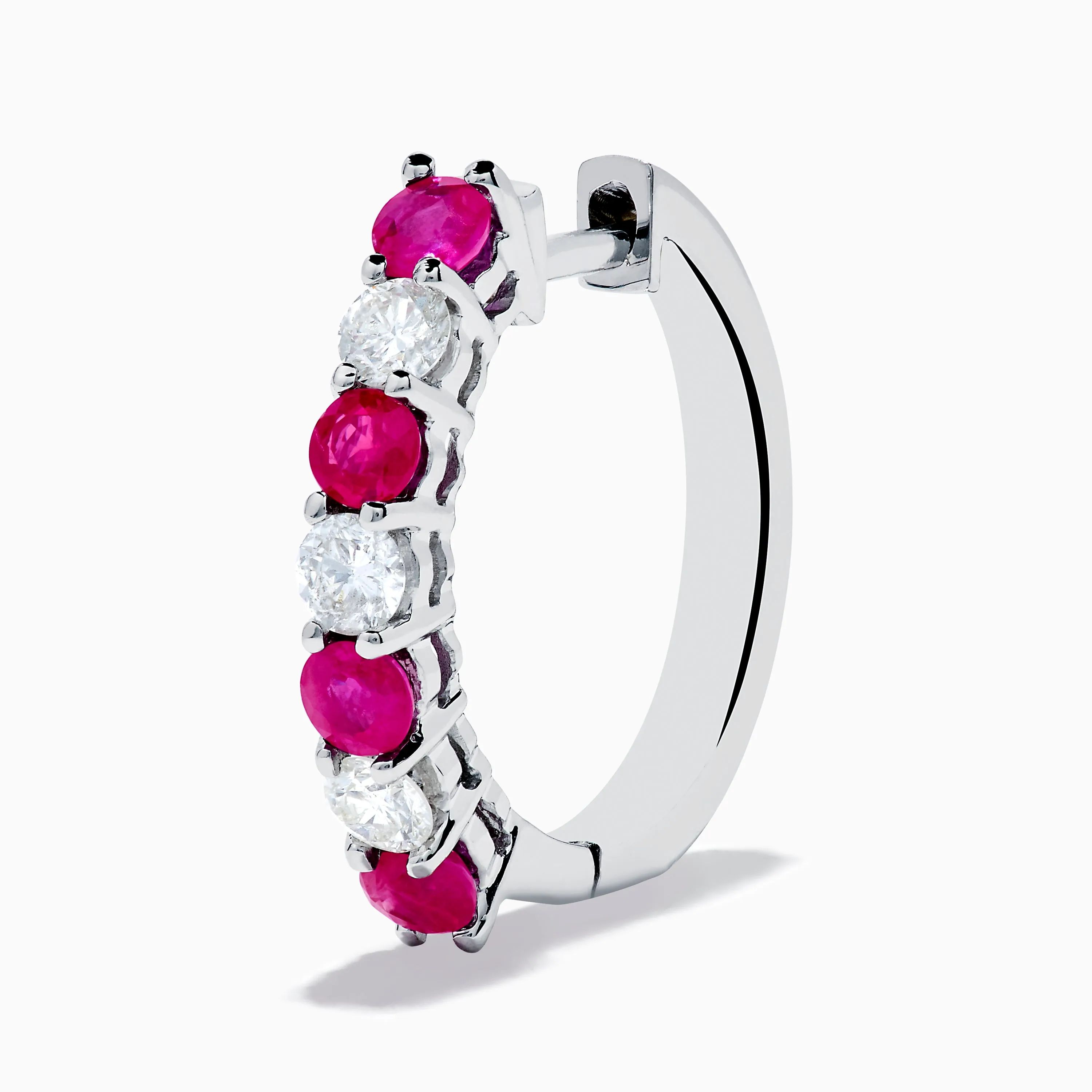 14K White Gold Ruby & Diamond Hoop Earrings, 1.10 TCW sold by Effy product image thumbnail 2