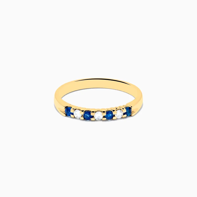 14K Yellow Gold 7-Stone Blue Sapphire & Diamond Band, 0.25 TCW sold by Effy