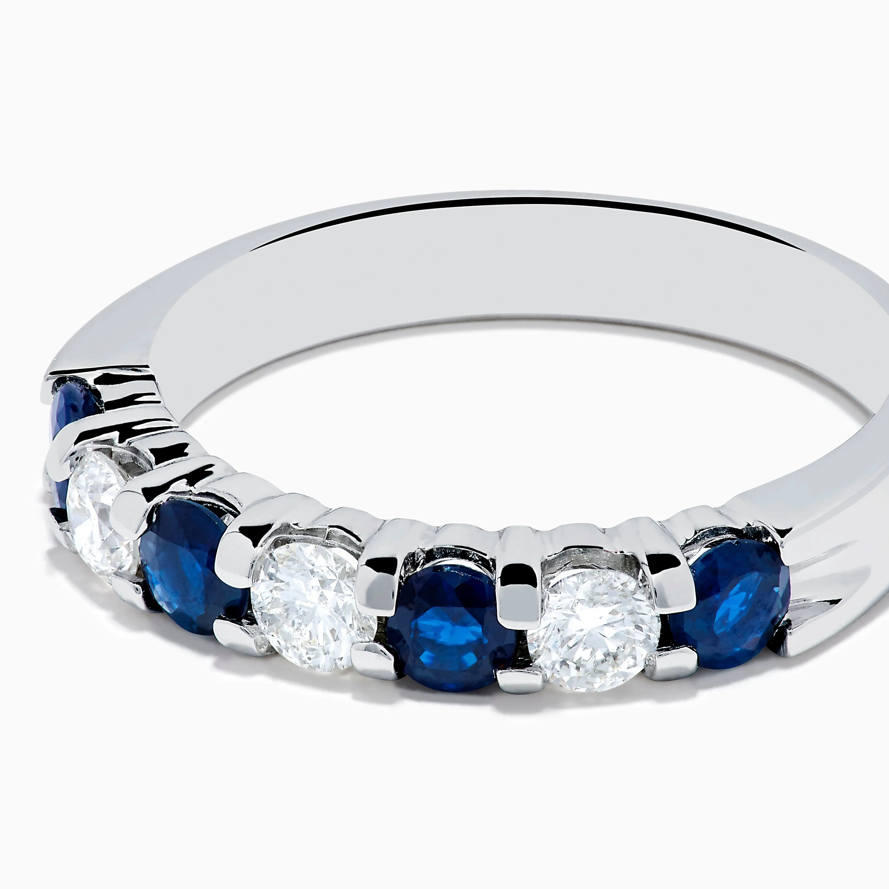 14K White Gold 7-Stone Blue Sapphire & Diamond Band, 1.00 TCW sold by Effy product image thumbnail 2