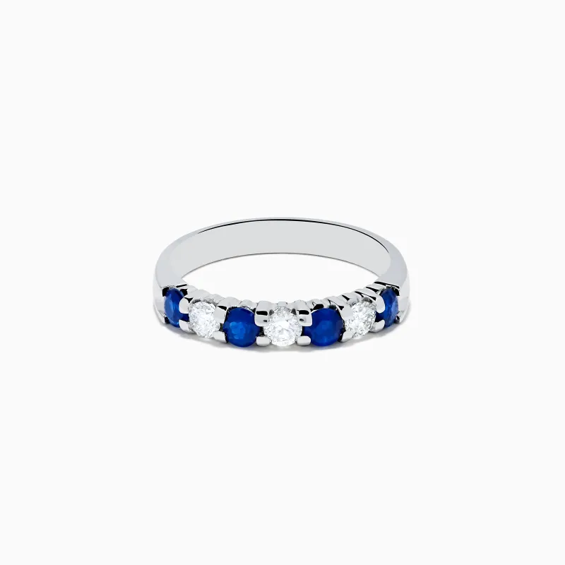 14K White Gold 7-Stone Blue Sapphire & Diamond Band, 0.65 TCW sold by Effy