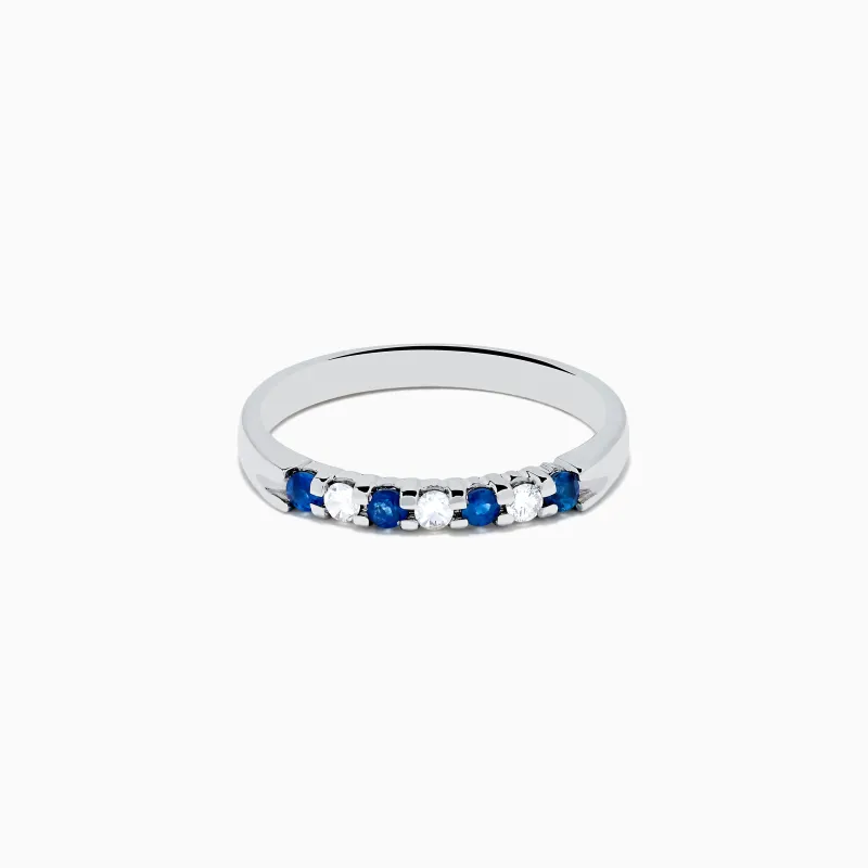 14K White Gold 7-Stone Blue Sapphire & Diamond Band, 0.25 TCW sold by Effy