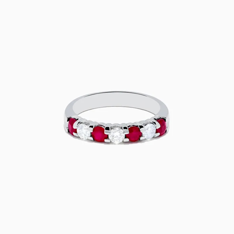 14K White Gold 7-Stone Ruby & Diamond Band, 1.00 TCW sold by Effy