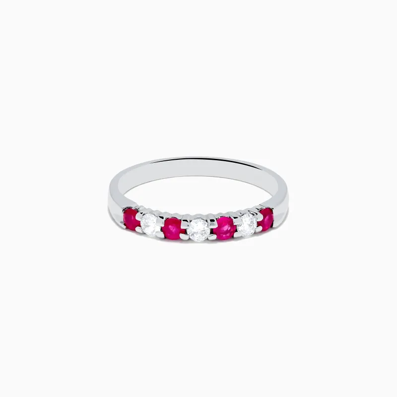 14K White Gold 7-Stone Ruby & Diamond Band, 0.50 TCW sold by Effy