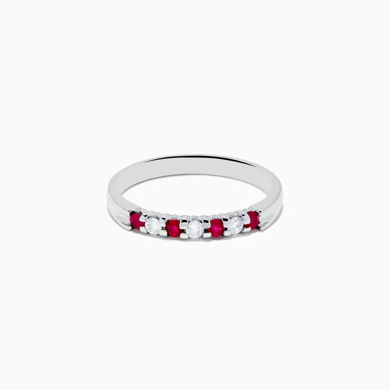 14K White Gold 7-Stone Ruby & Diamond Band, 0.25 TCW sold by Effy