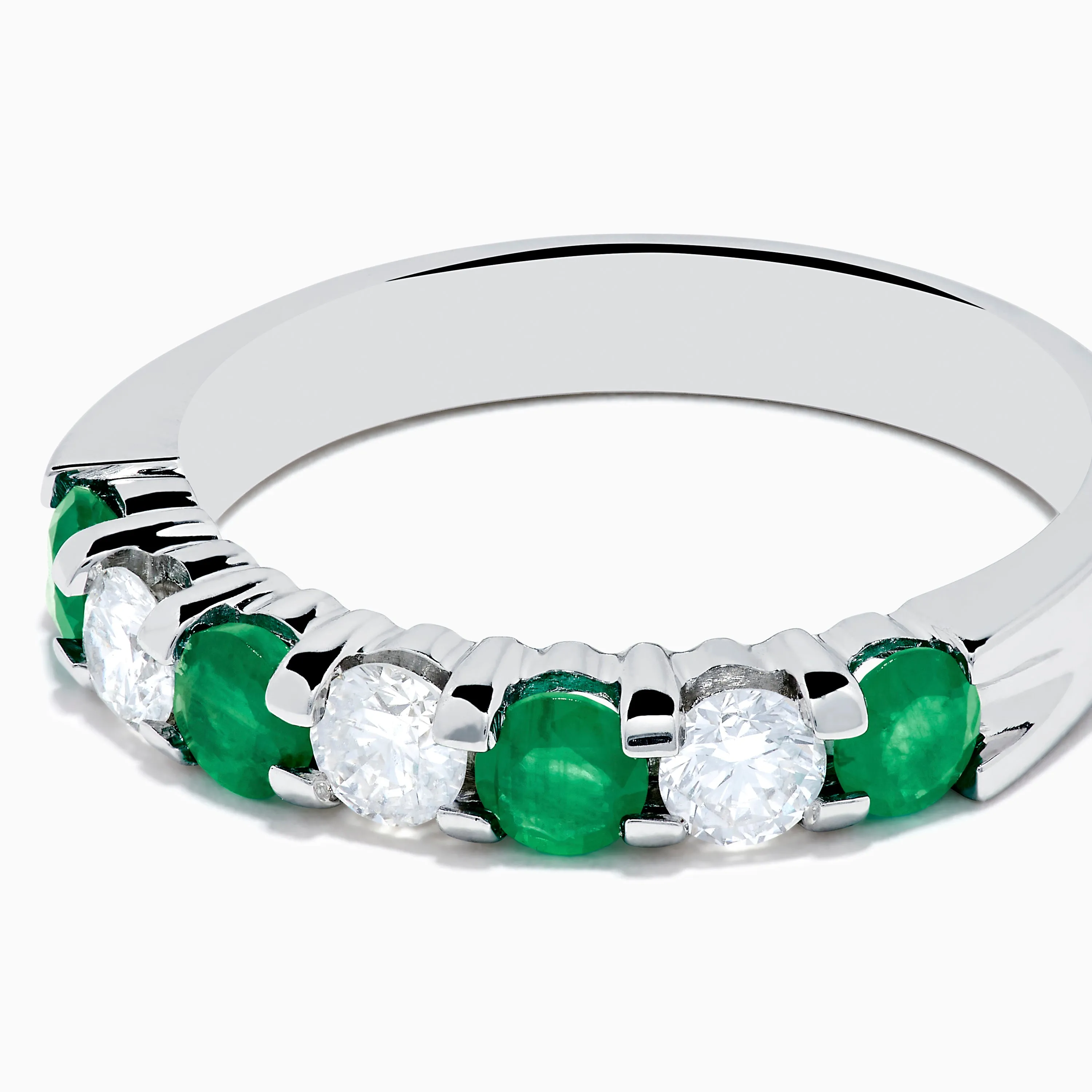 14K White Gold 7-Stone Emerald & Diamond Band, 1.00 TCW sold by Effy product image thumbnail 2