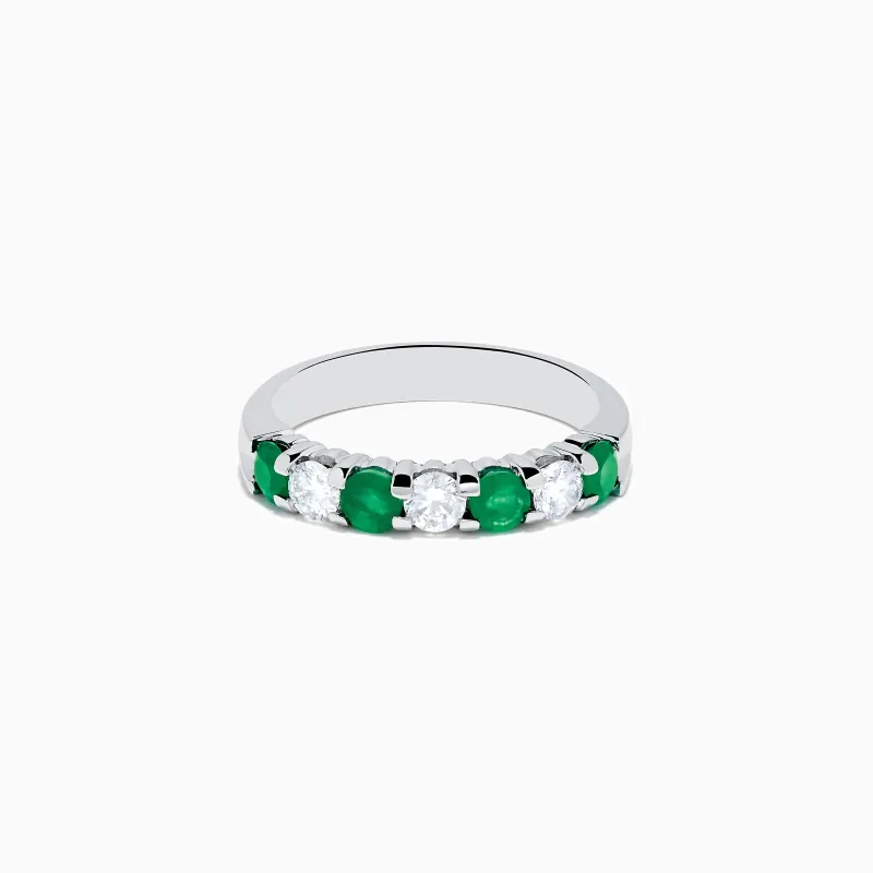 14K White Gold 7-Stone Emerald & Diamond Band, 1.00 TCW sold by Effy