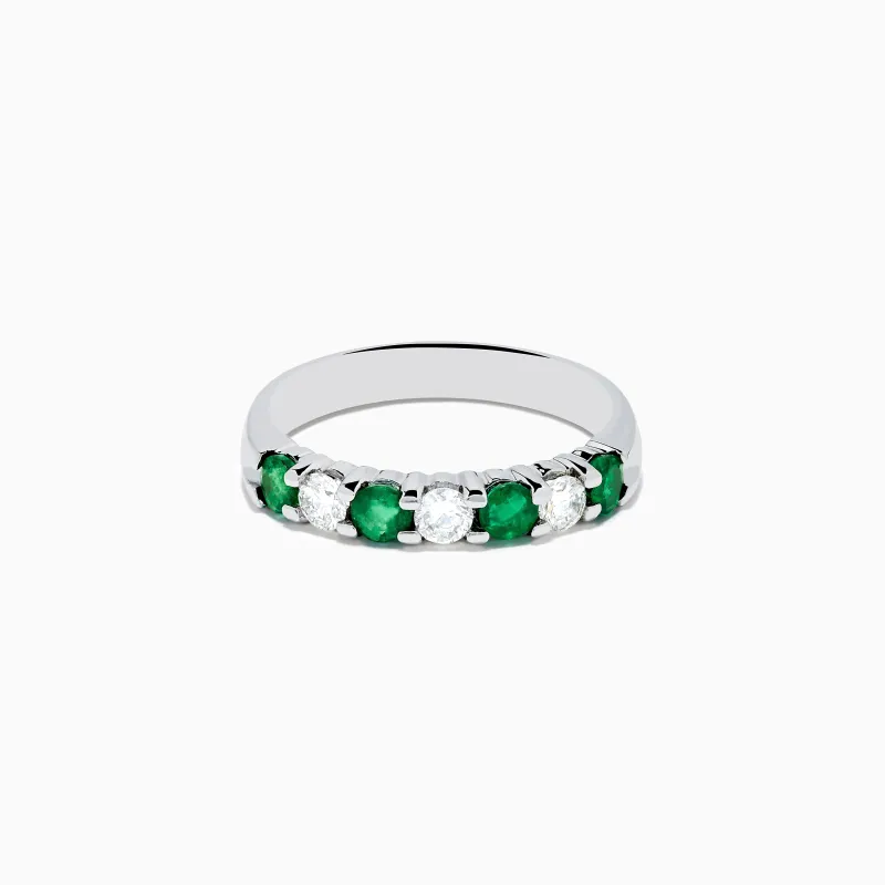 14K White Gold 7-Stone Emerald & Diamond Band, 0.65 TCW sold by Effy