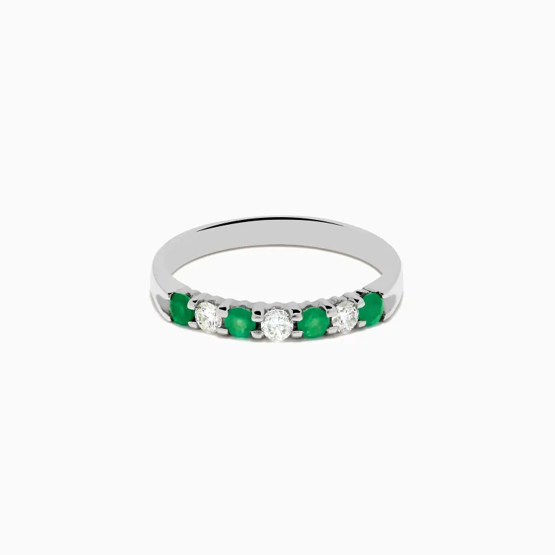 14K White Gold 7-Stone Emerald & Diamond Band, 0.50 TCW sold by Effy