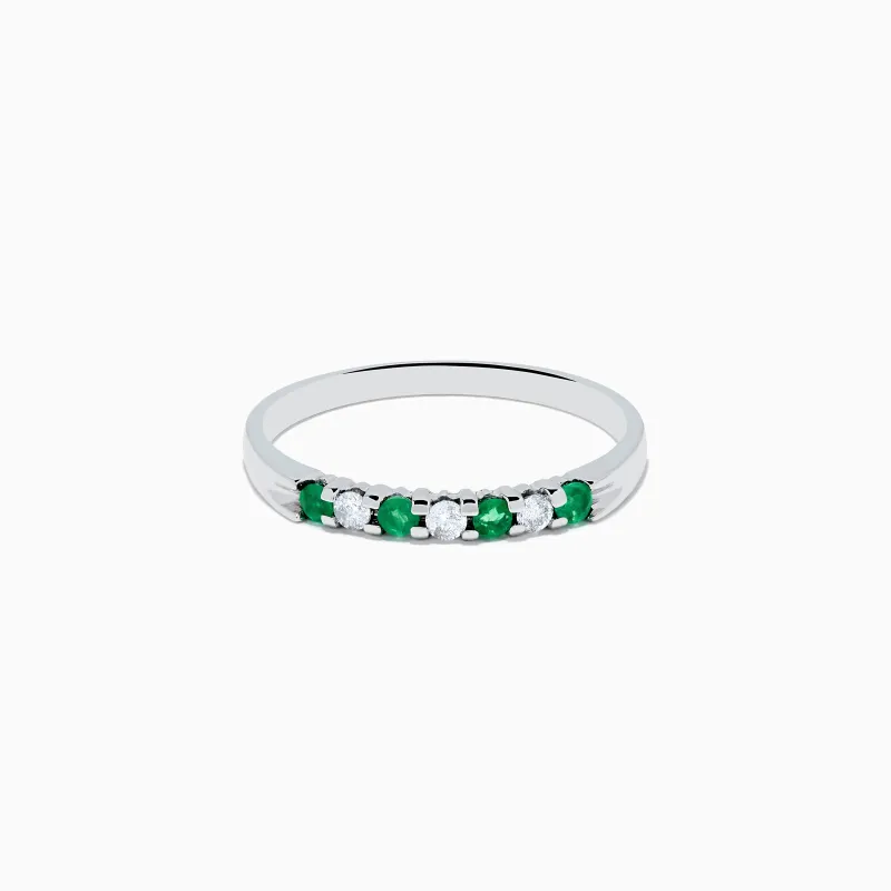 14K White Gold 7-Stone Emerald & Diamond Band, 0.25 TCW sold by Effy