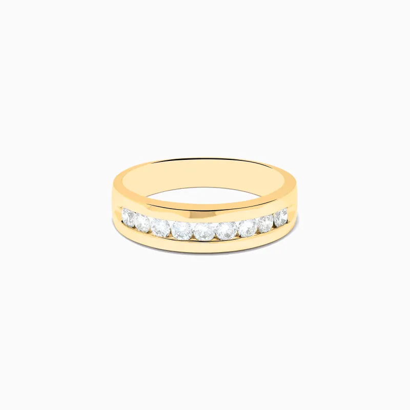 Men's 14K Yellow Gold 9-Stone Channel Set Diamond Band, 0.75 TCW sold by Effy