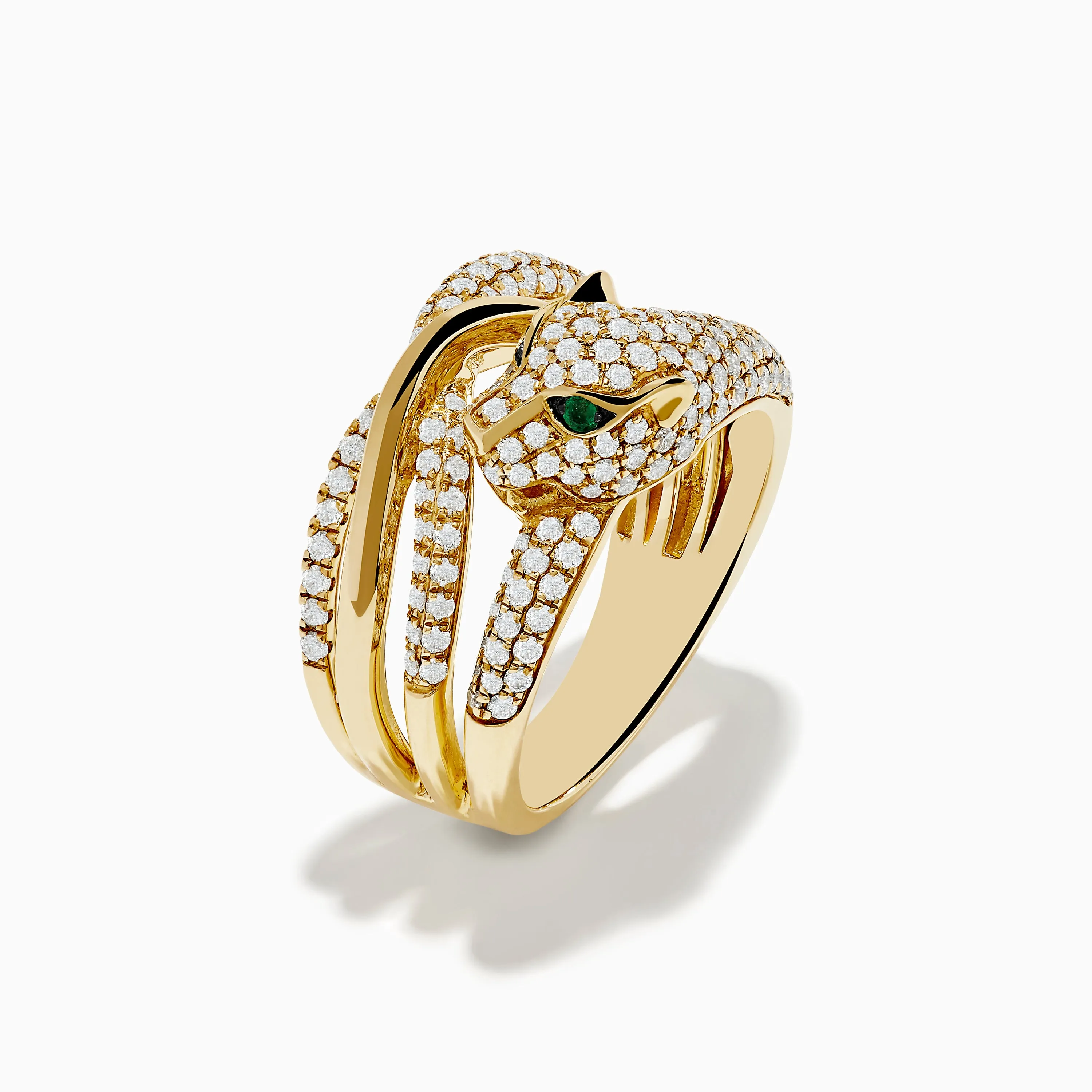 Signature 14K Yellow Gold Diamond and Emerald Panther Crossover Ring sold by Effy product image thumbnail 4