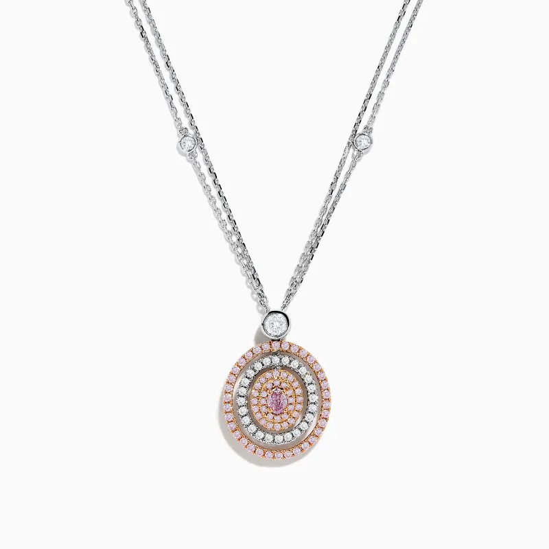 18K Two Tone Gold White and Pink Diamond Pendant sold by Effy