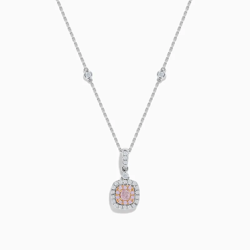 18K Two Tone Gold White and Pink Diamond Pendant sold by Effy
