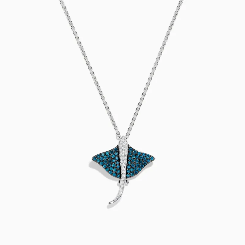 Seaside Bella Bleu 14K White Gold Blue and White Diamond Sting Ray Pendant sold by Effy
