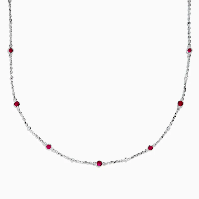 Ruby Royale 925 Sterling Silver Ruby and Diamond Bezel Necklace sold by Effy