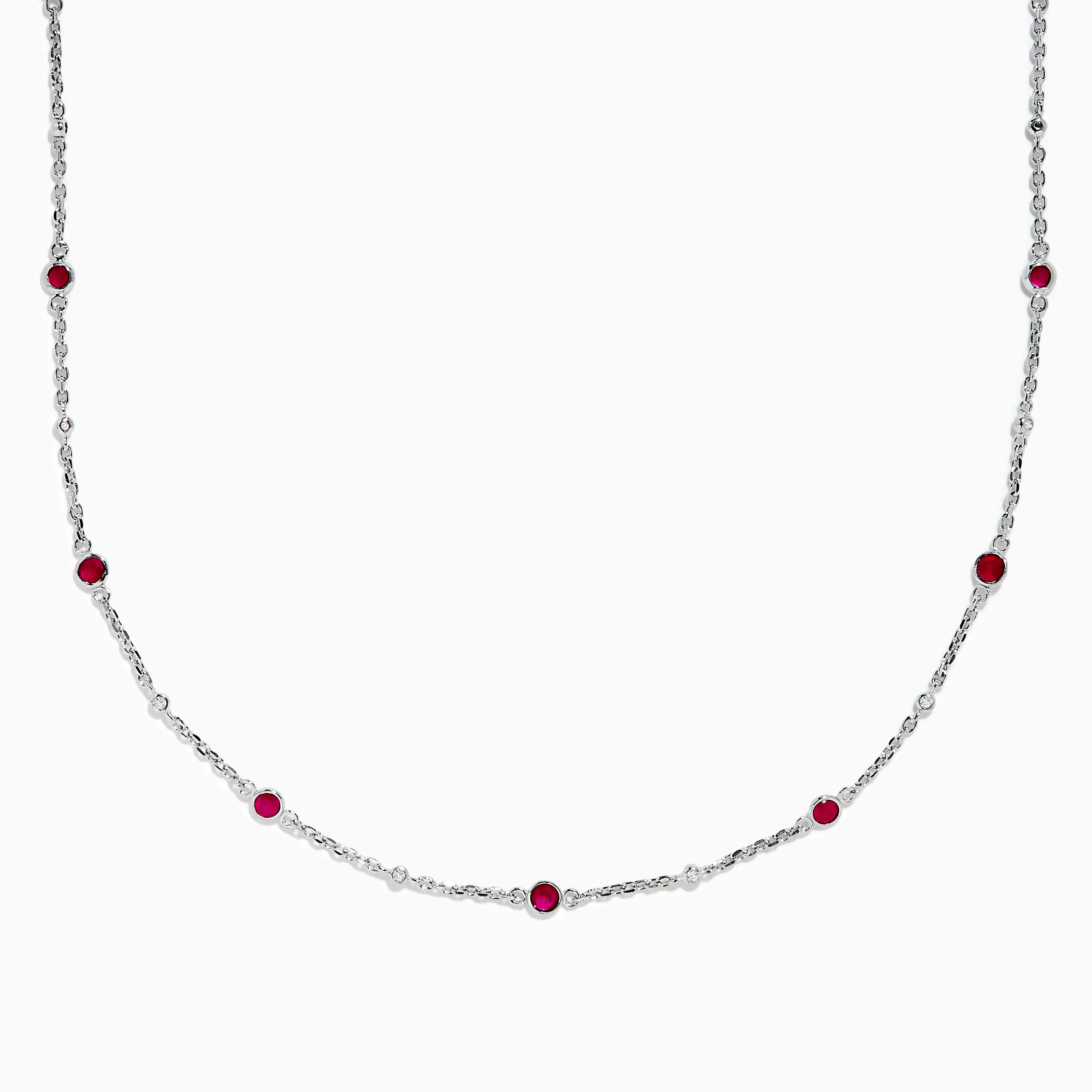 Ruby Royale 925 Sterling Silver Ruby and Diamond Bezel Necklace sold by Effy