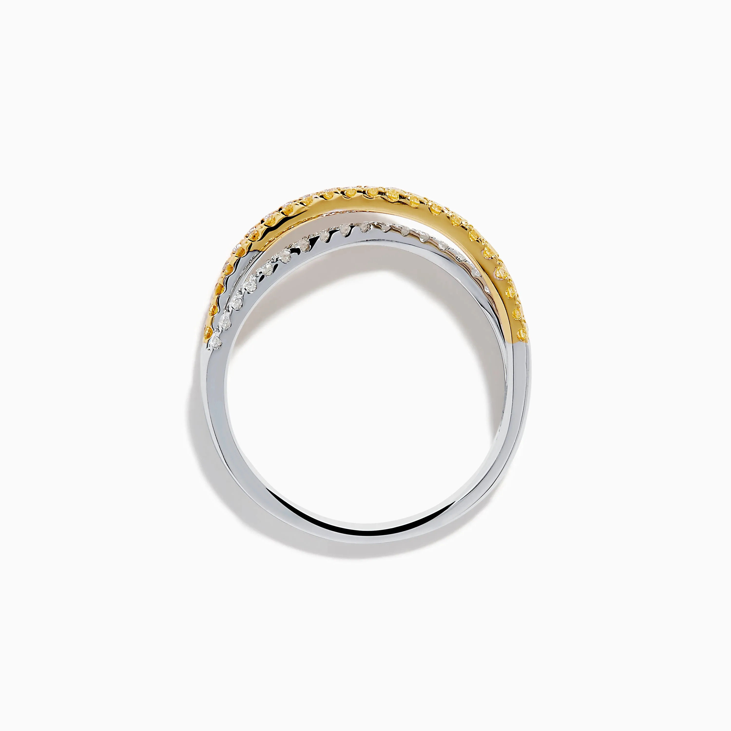 Trio 18K Gold Pink, Yellow, and White Diamond Criss Cross Ring sold by Effy product image thumbnail 3