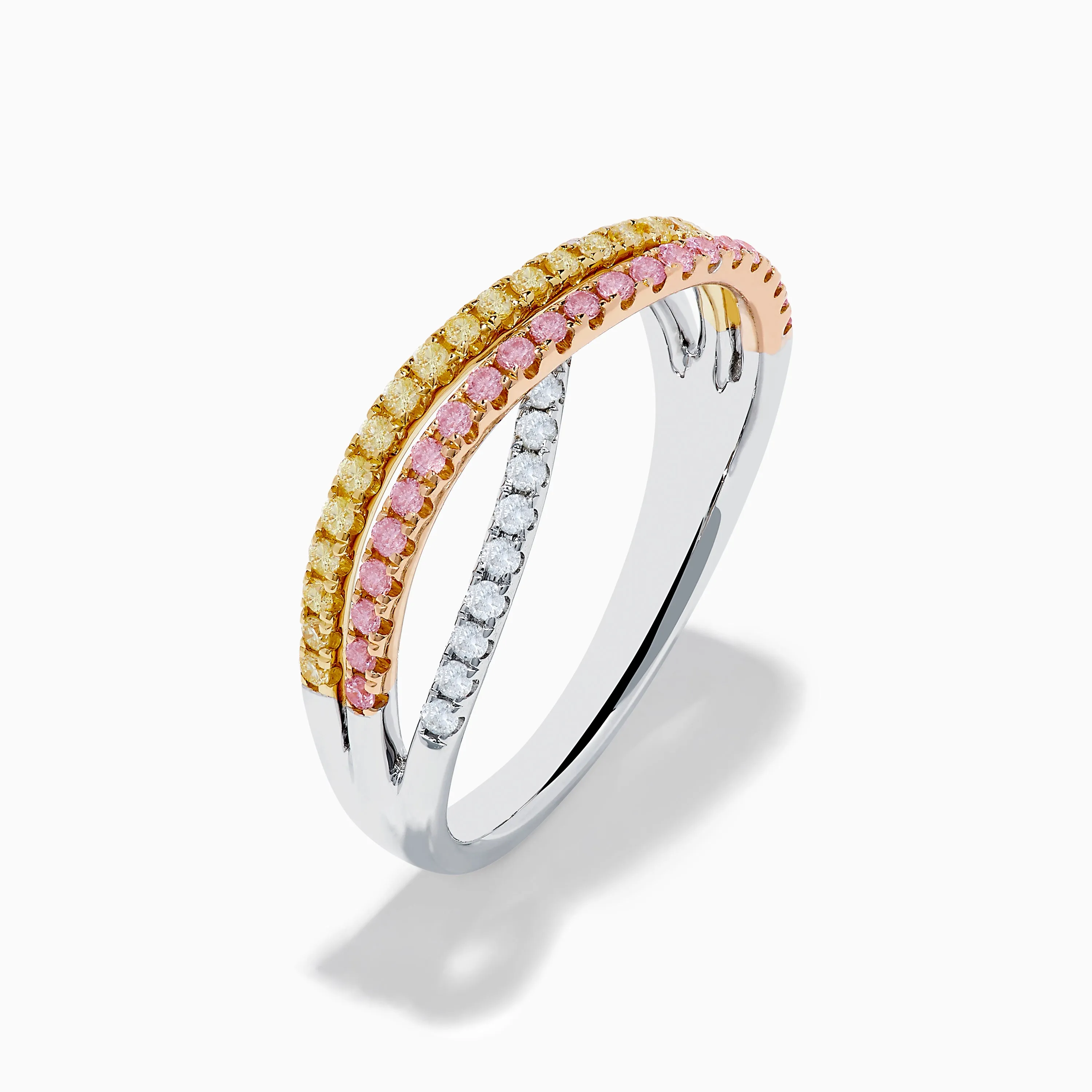 Trio 18K Gold Pink, Yellow, and White Diamond Criss Cross Ring sold by Effy product image thumbnail 4