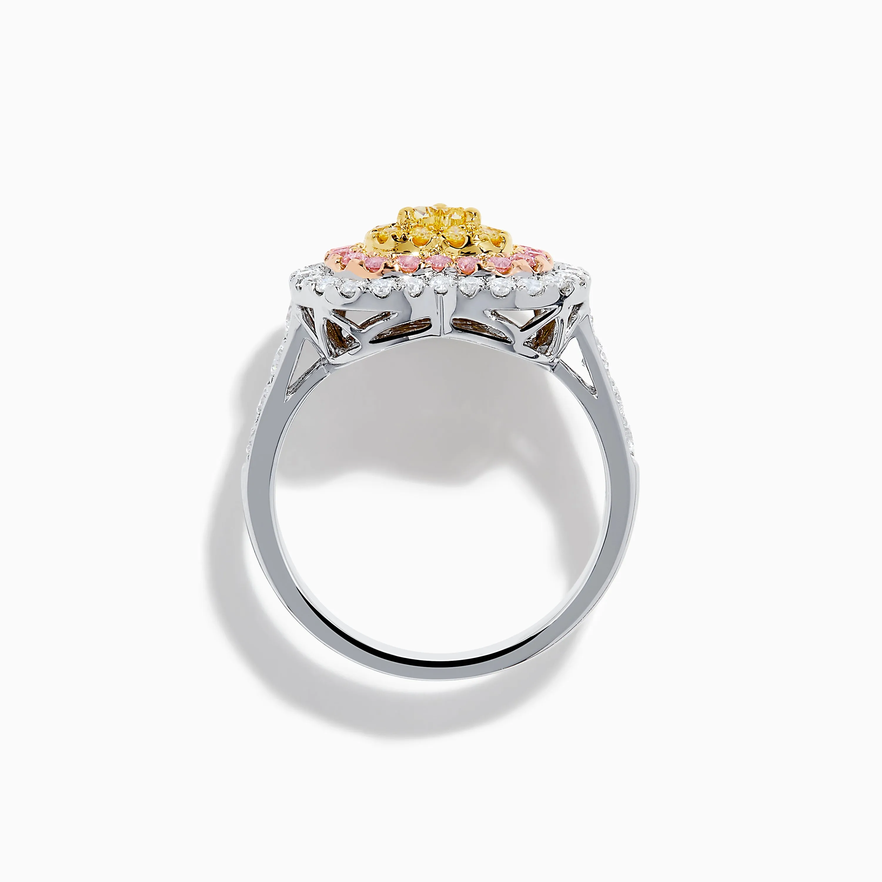 Trio 18K Tri Color Gold White, Pink, and Yellow Diamond Heart Ring sold by Effy product image thumbnail 3