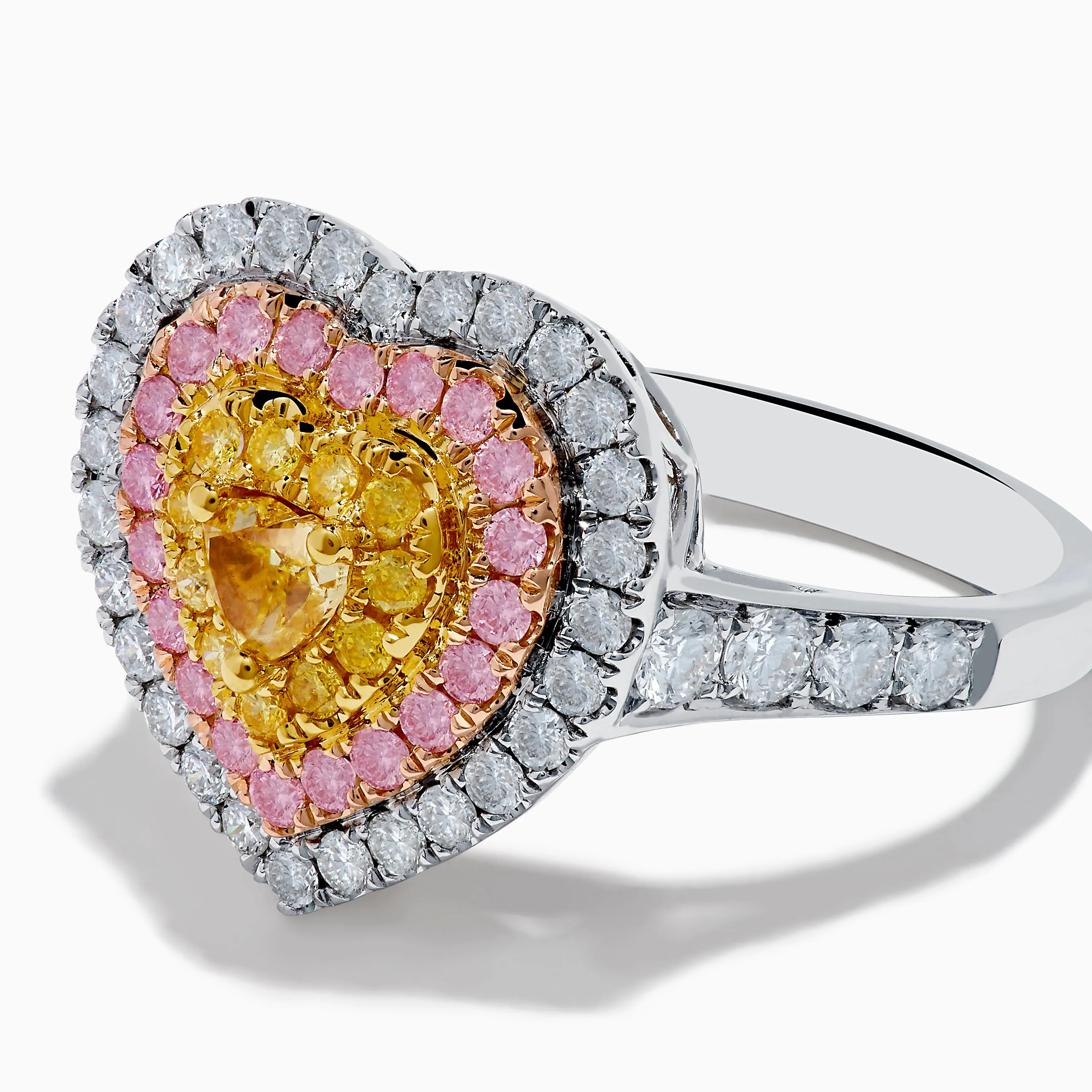 Trio 18K Tri Color Gold White, Pink, and Yellow Diamond Heart Ring sold by Effy product image thumbnail 2