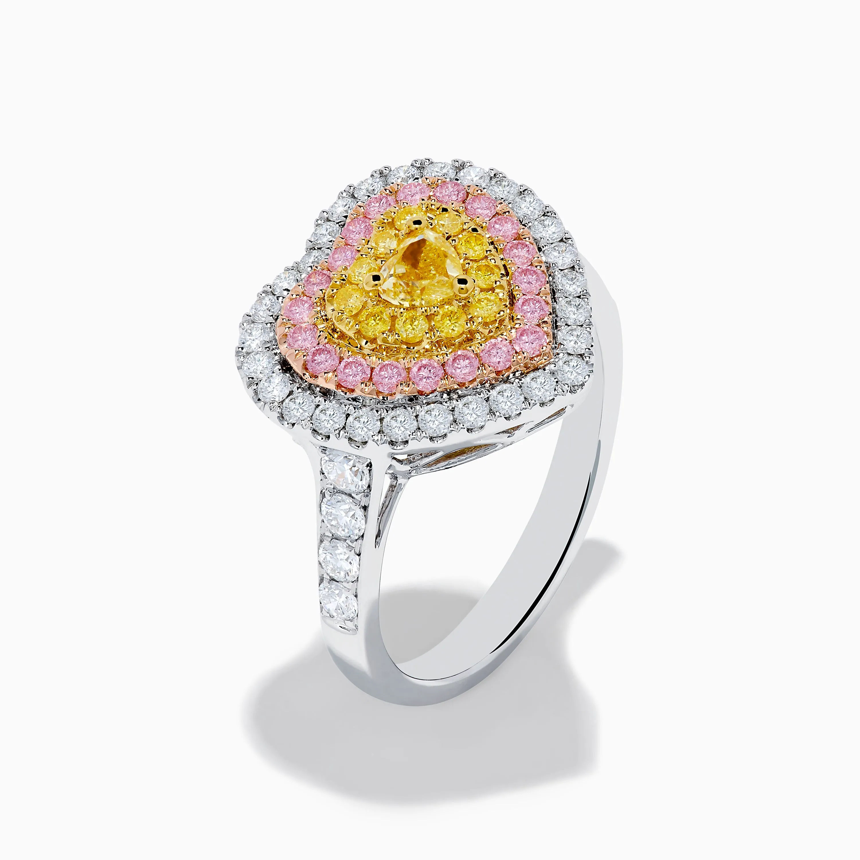 Trio 18K Tri Color Gold White, Pink, and Yellow Diamond Heart Ring sold by Effy product image thumbnail 4