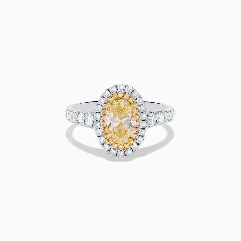 Canare 18K Two Tone Gold White and Yellow Oval Diamond Ring sold by Effy