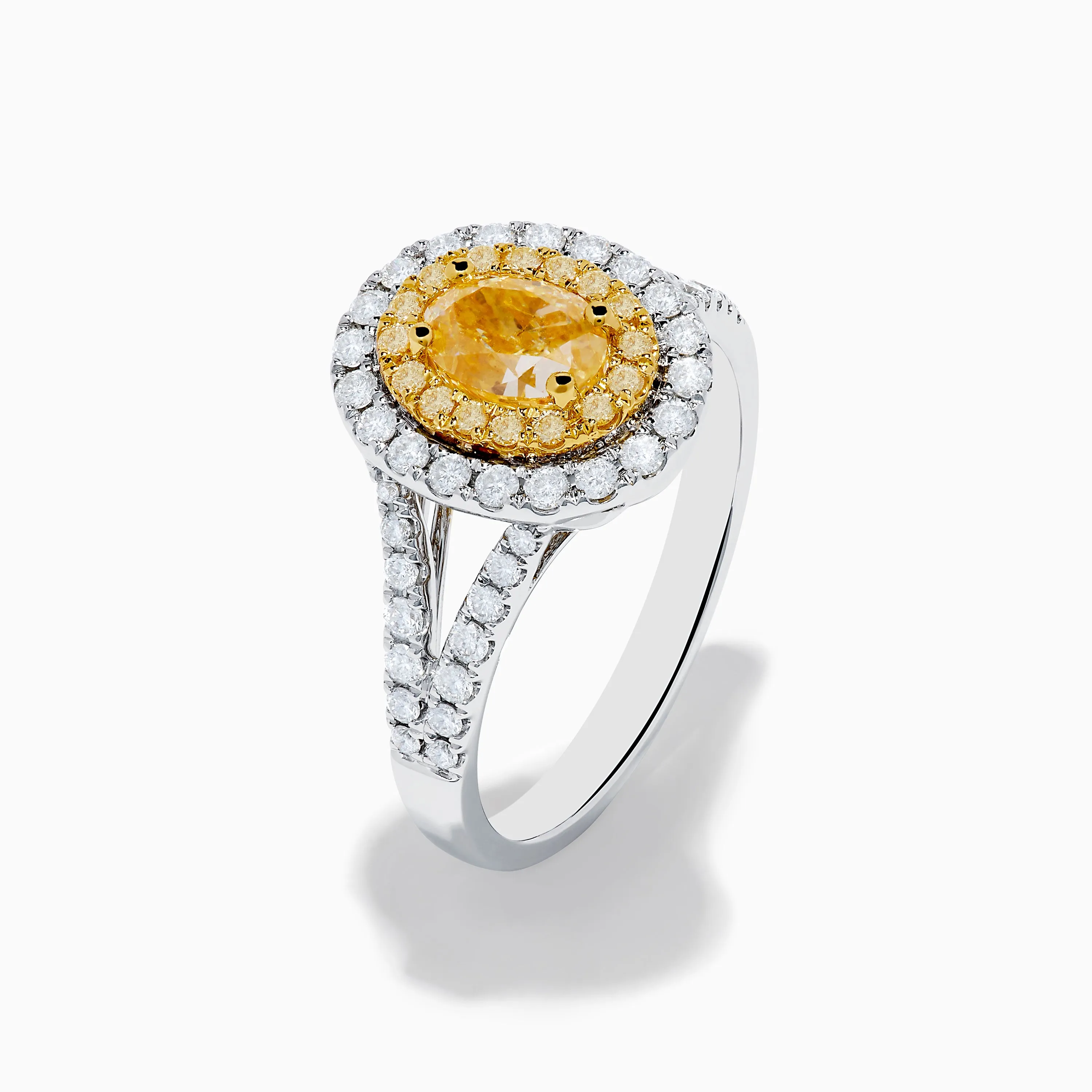Canare 18K Two Tone Gold White and Yellow Oval Diamond Split Shank Ring sold by Effy product image thumbnail 4