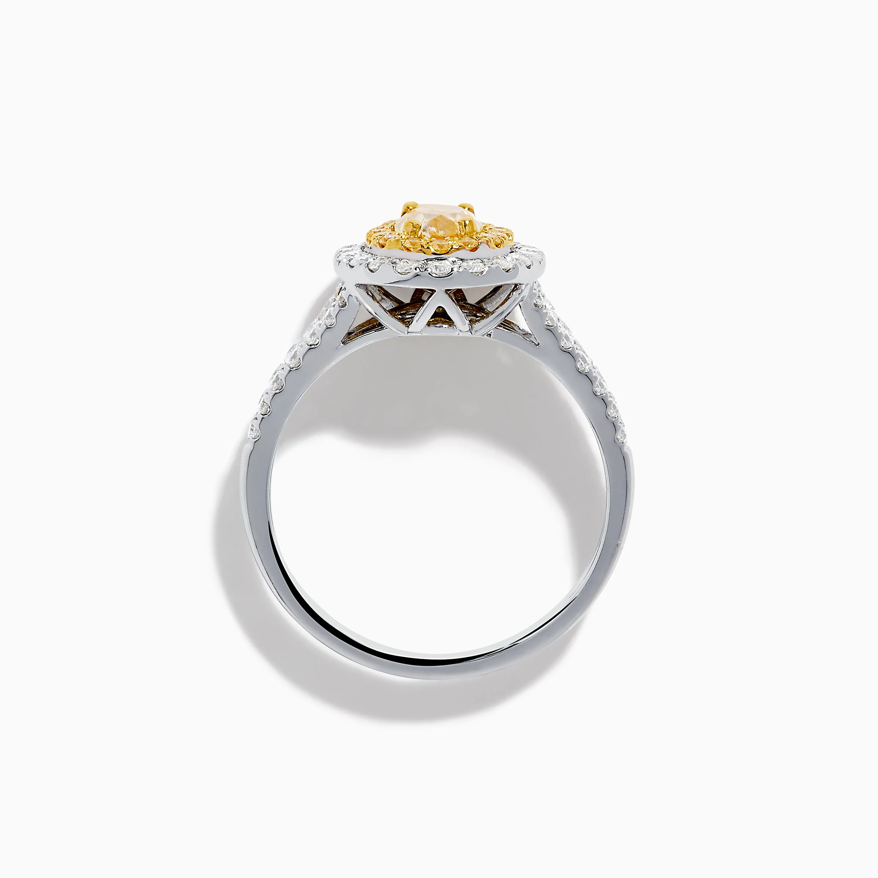 Canare 18K Two Tone Gold White and Yellow Oval Diamond Split Shank Ring sold by Effy product image thumbnail 3