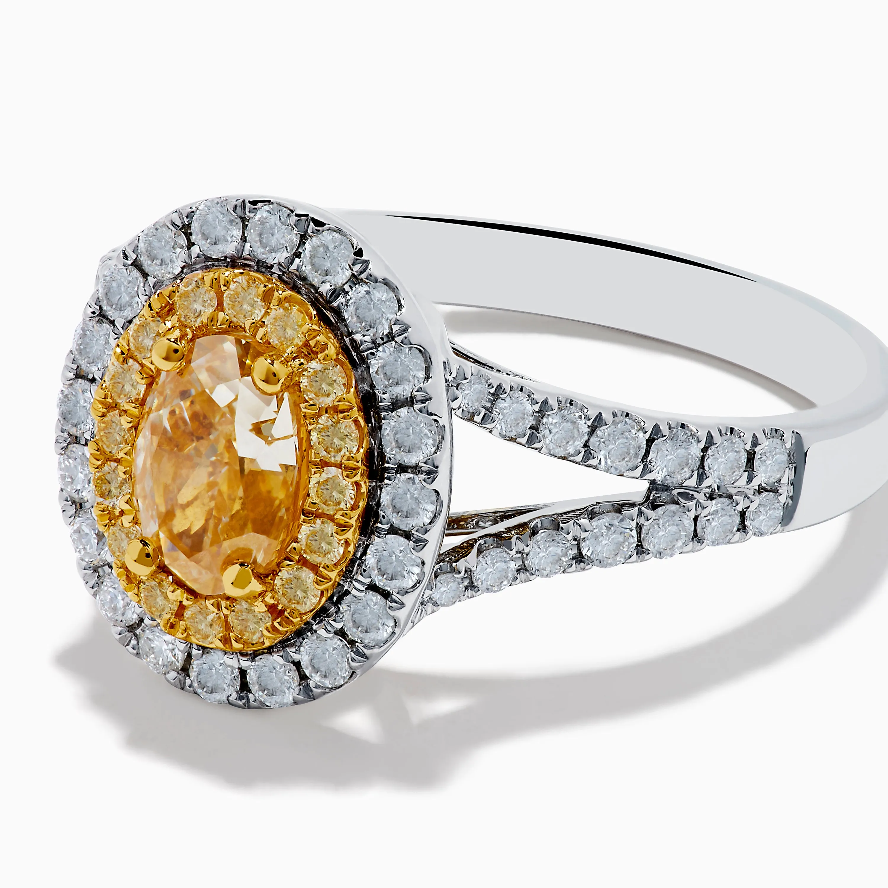 Canare 18K Two Tone Gold White and Yellow Oval Diamond Split Shank Ring sold by Effy product image thumbnail 2