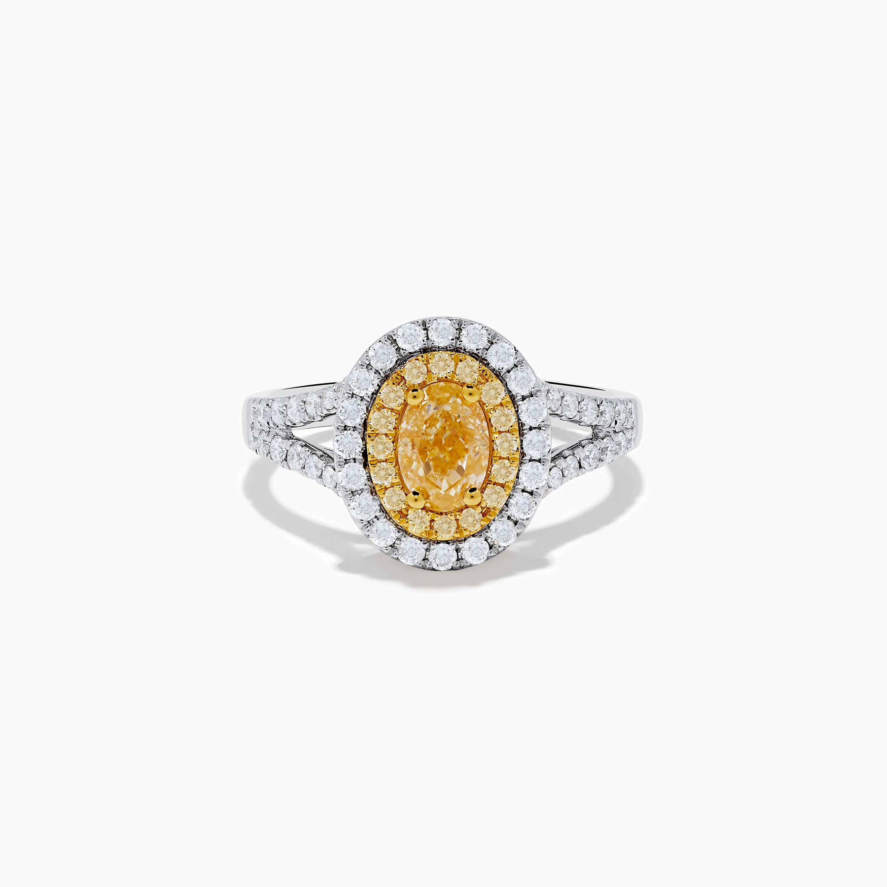 Canare 18K Two Tone Gold White and Yellow Oval Diamond Split Shank Ring sold by Effy