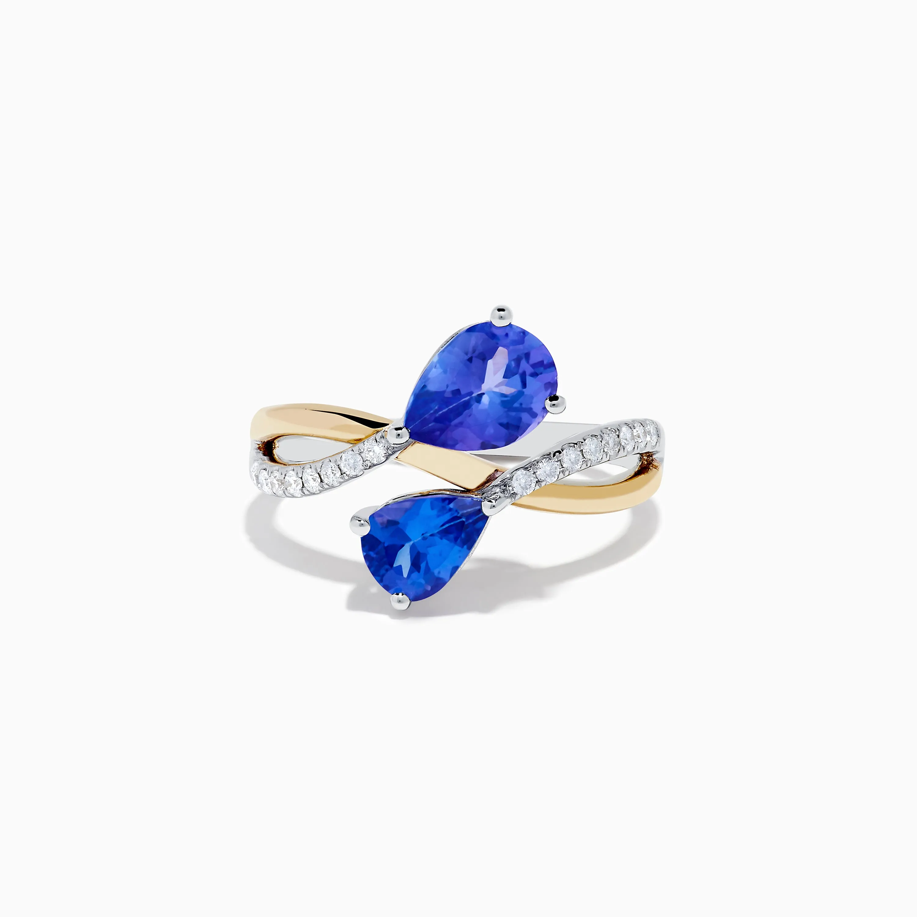 Nahla 14K Two Tone Gold Tanzanite and Diamond Bypass Ring sold by Effy