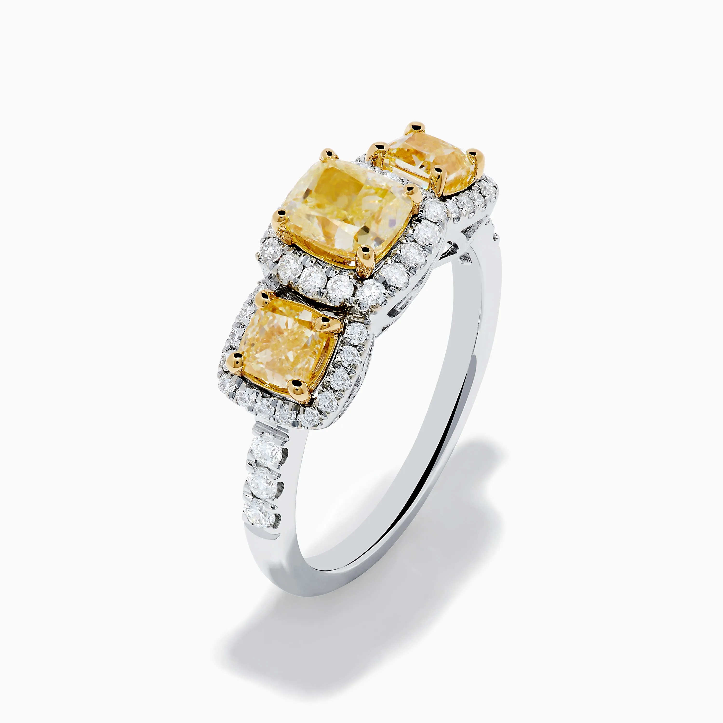 Canare 18K Two Tone White and 3 Stone Yellow Diamond Ring sold by Effy product image thumbnail 4